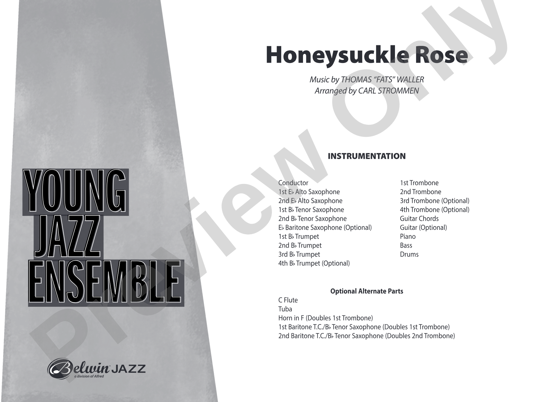 Honeysuckle Rose: Jazz Ensemble Conductor Score & Parts