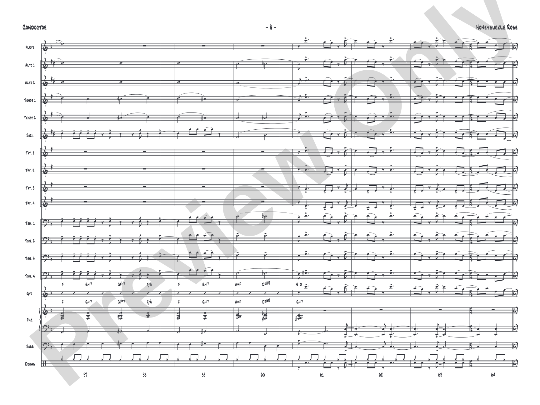 Honeysuckle Rose: Jazz Ensemble Conductor Score & Parts