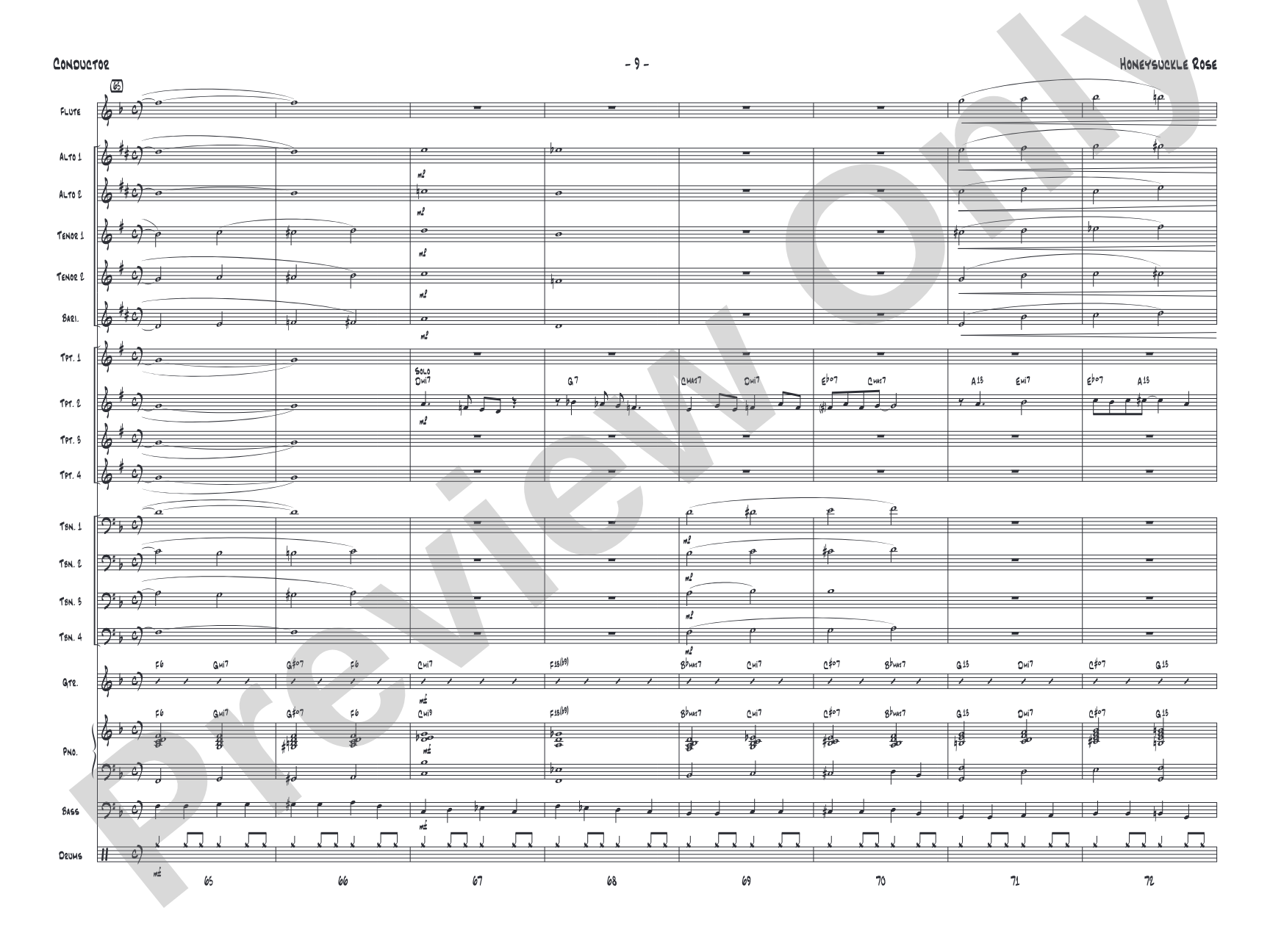 Honeysuckle Rose: Jazz Ensemble Conductor Score & Parts