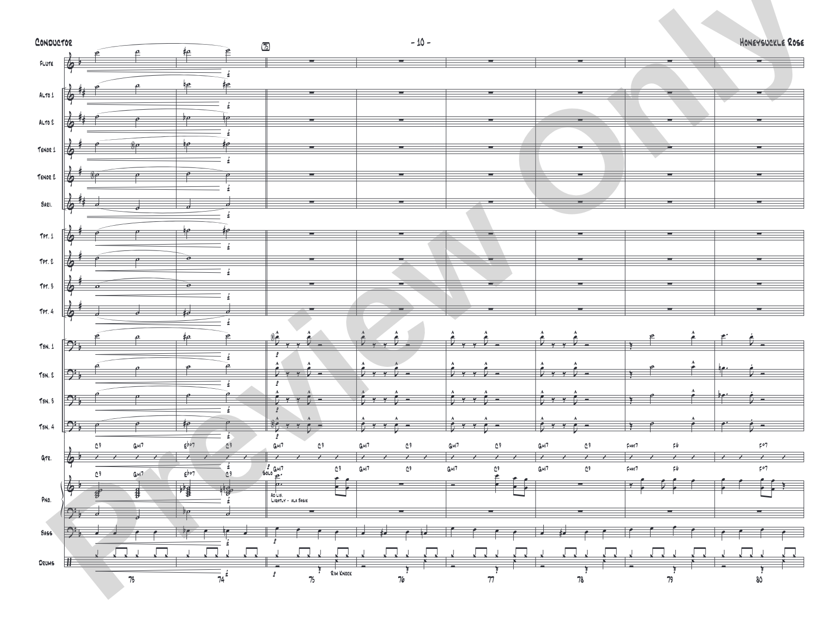 Honeysuckle Rose: Jazz Ensemble Conductor Score & Parts