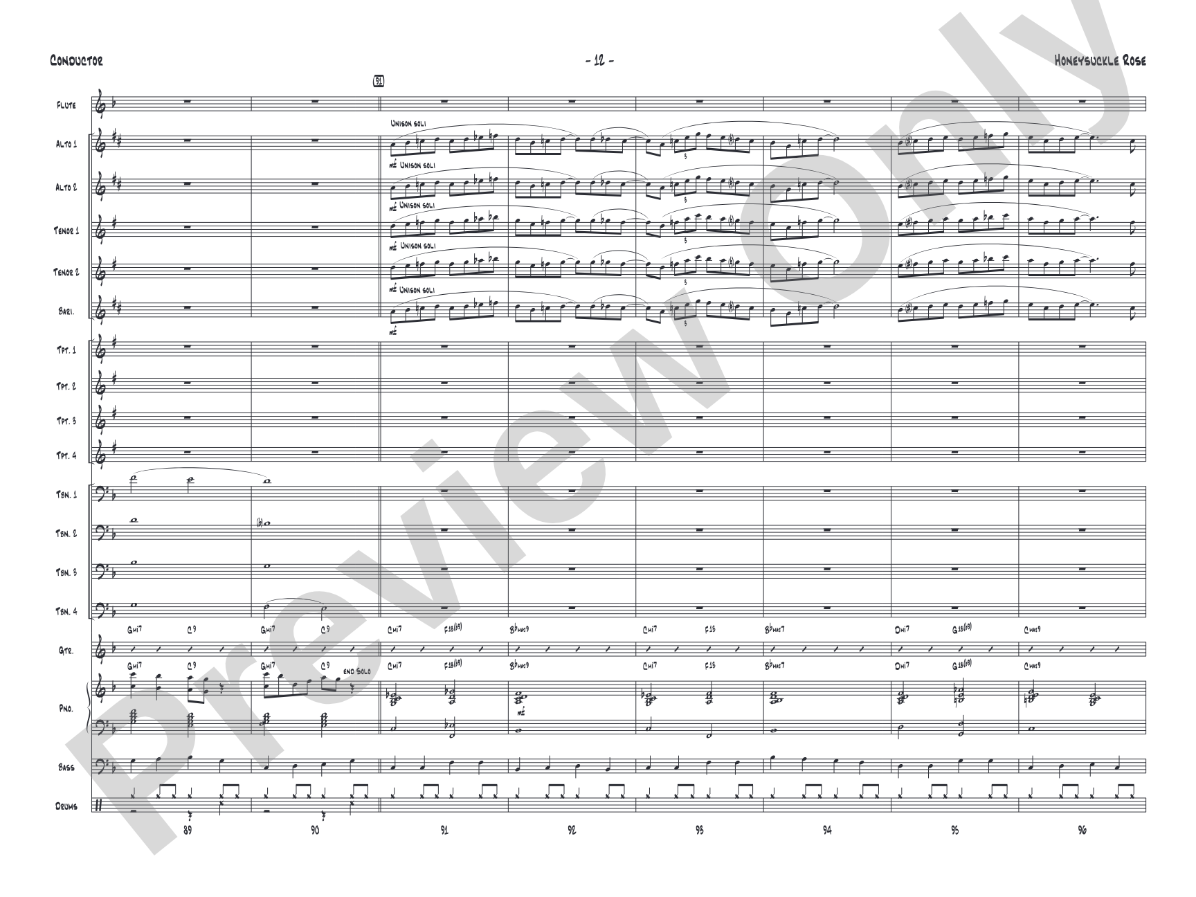 Honeysuckle Rose: Jazz Ensemble Conductor Score & Parts