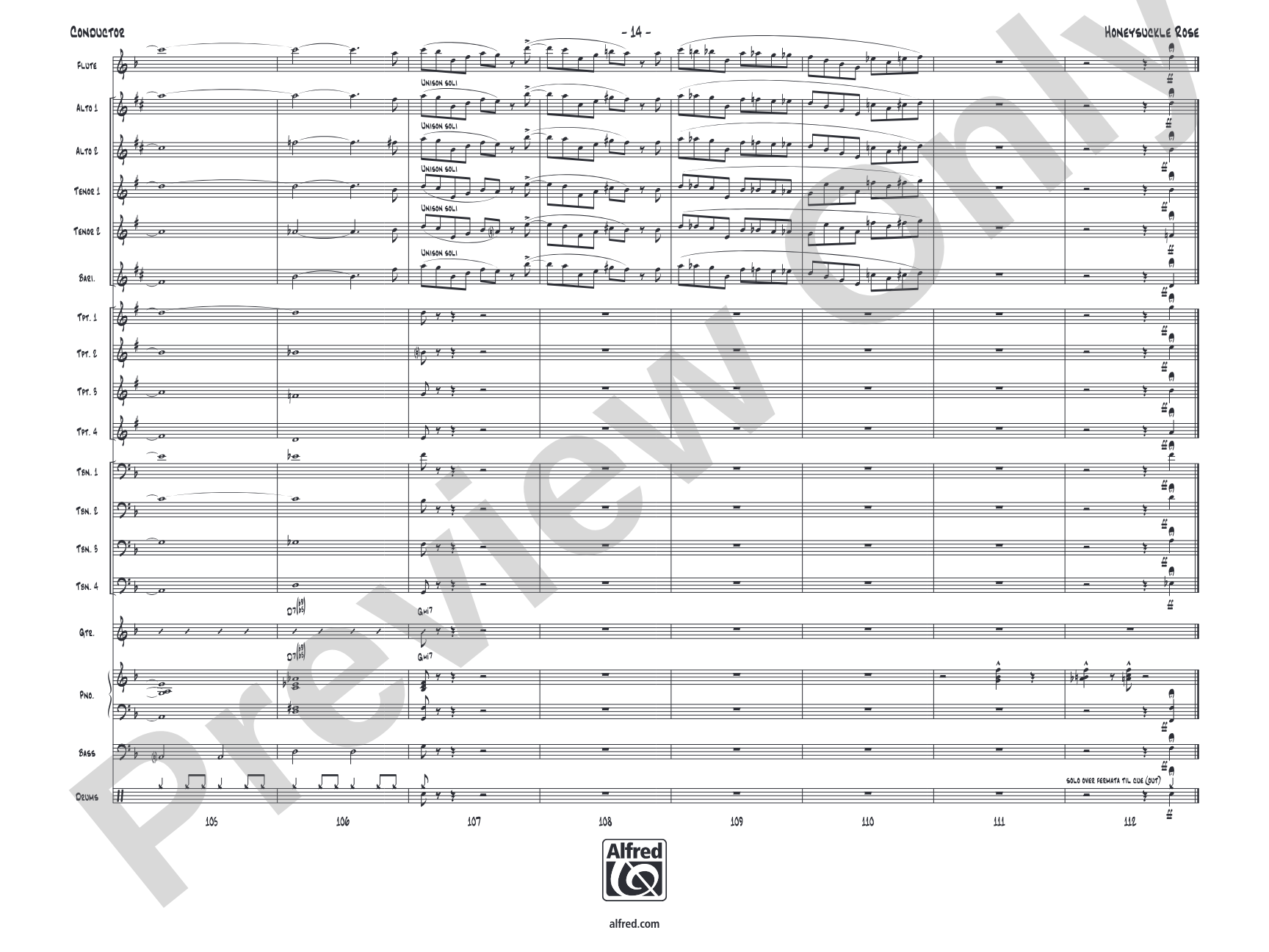 Honeysuckle Rose: Jazz Ensemble Conductor Score & Parts