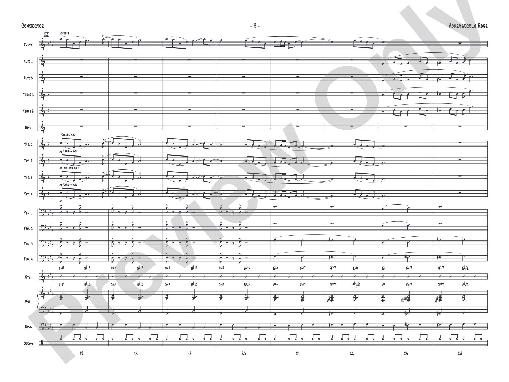 Honeysuckle Rose: Jazz Ensemble Conductor Score & Parts