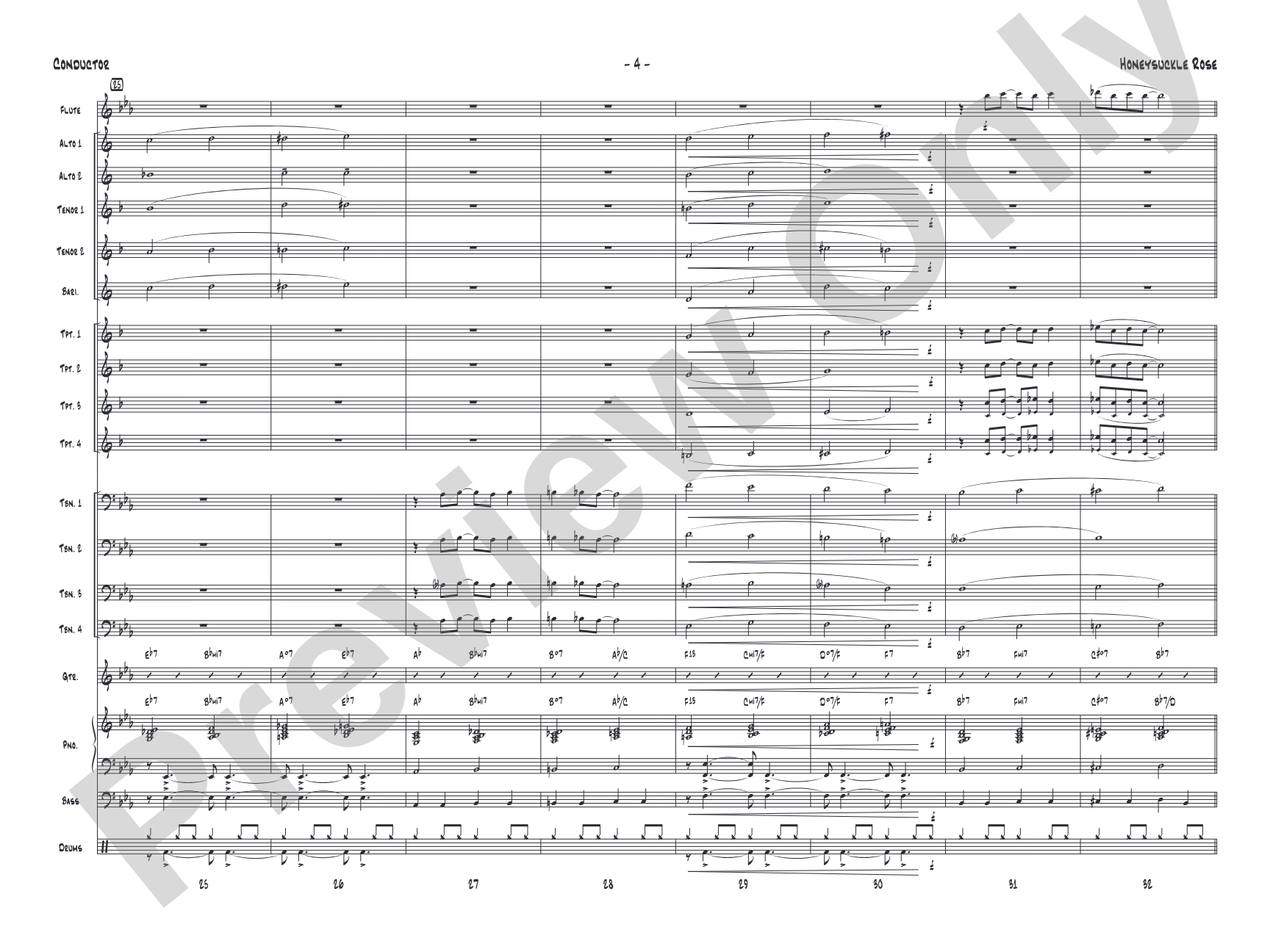 Honeysuckle Rose: Jazz Ensemble Conductor Score & Parts