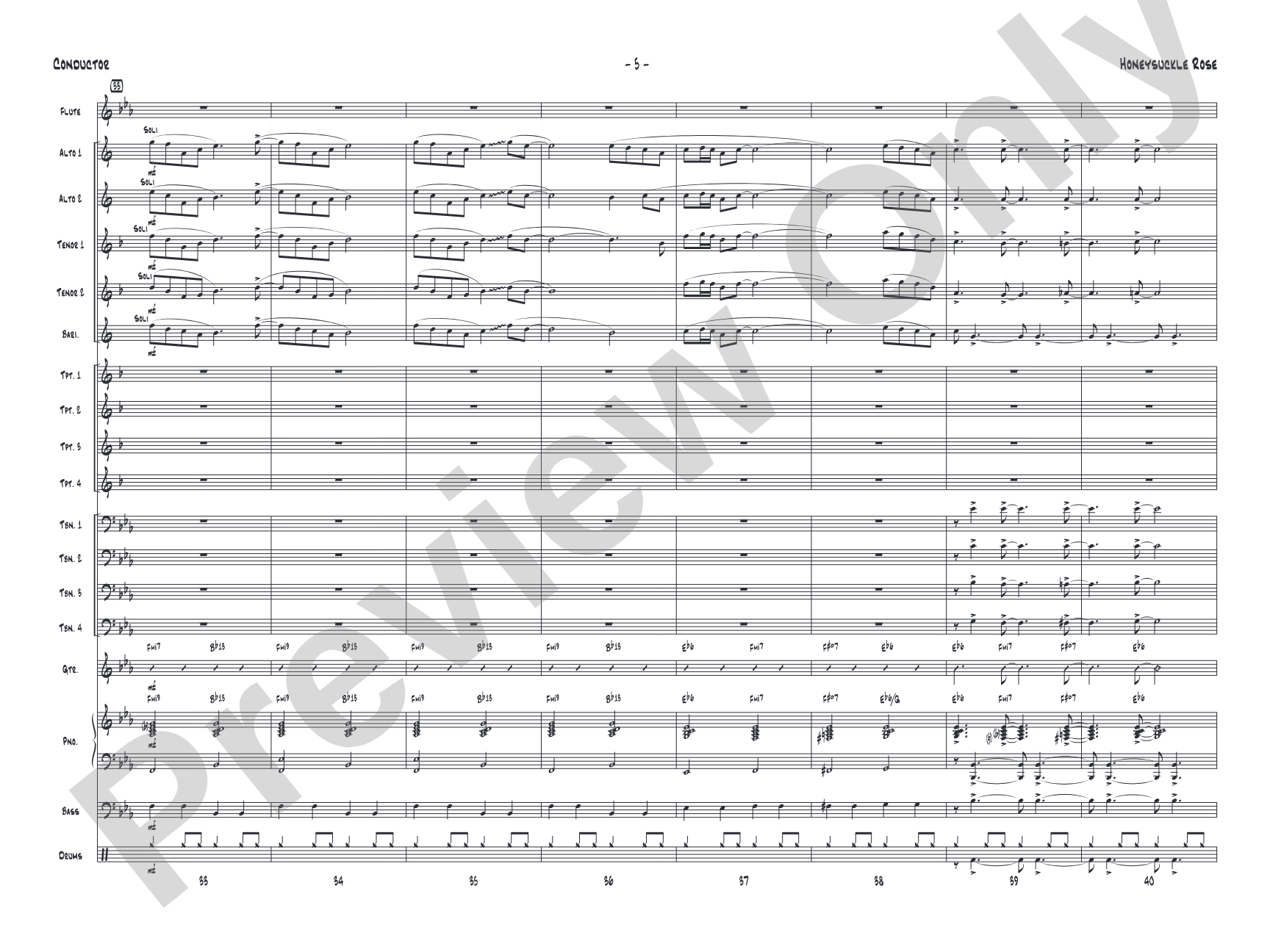 Honeysuckle Rose: Jazz Ensemble Conductor Score & Parts
