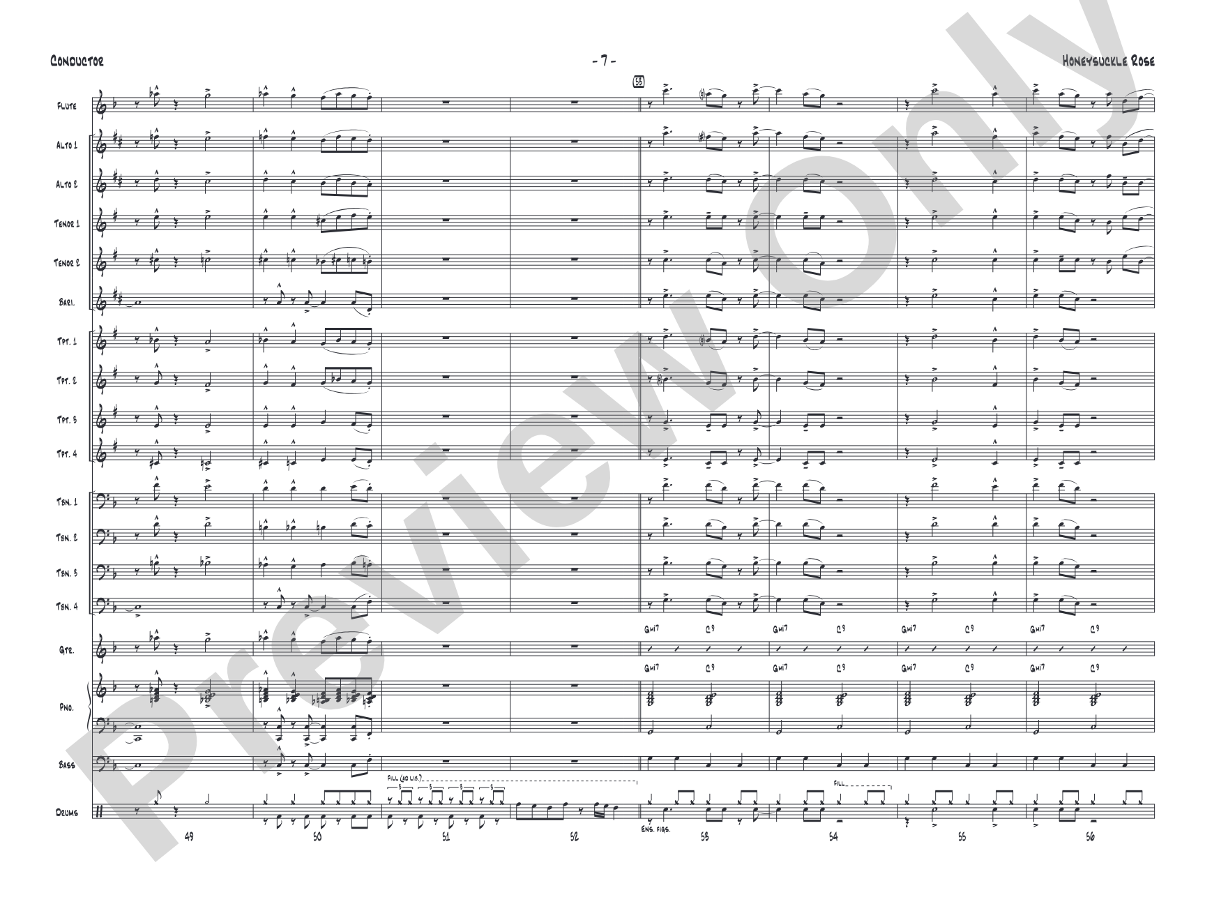 Honeysuckle Rose: Jazz Ensemble Conductor Score & Parts