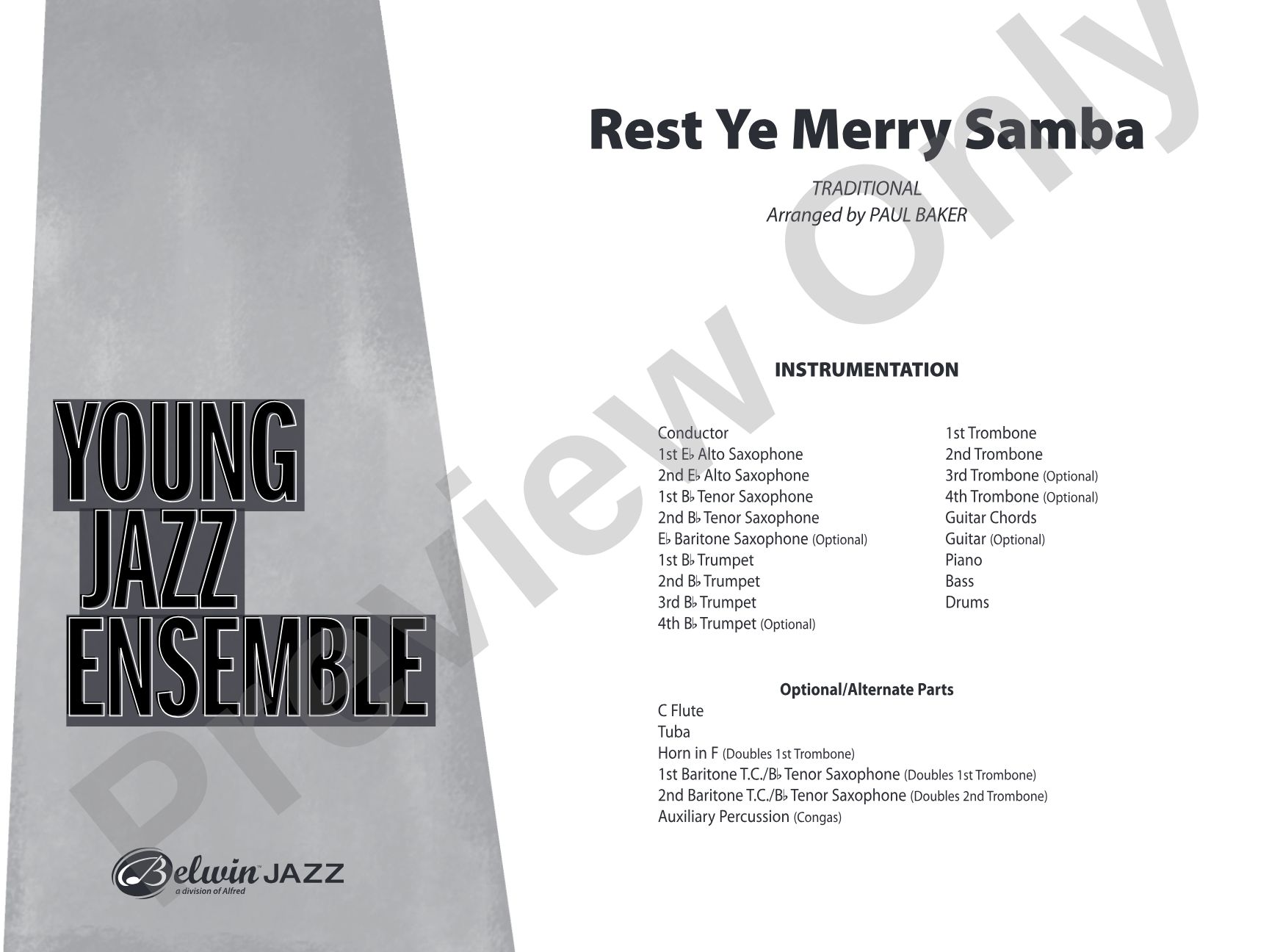 Rest Ye Merry Samba: Jazz Ensemble Conductor Score & Parts