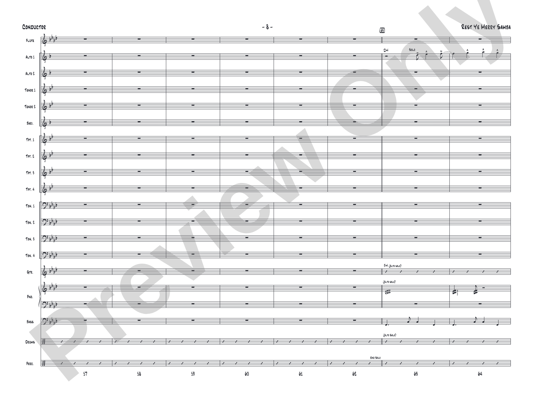 Rest Ye Merry Samba: Jazz Ensemble Conductor Score & Parts