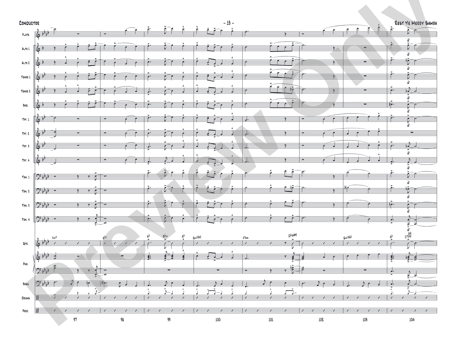 Rest Ye Merry Samba: Jazz Ensemble Conductor Score & Parts