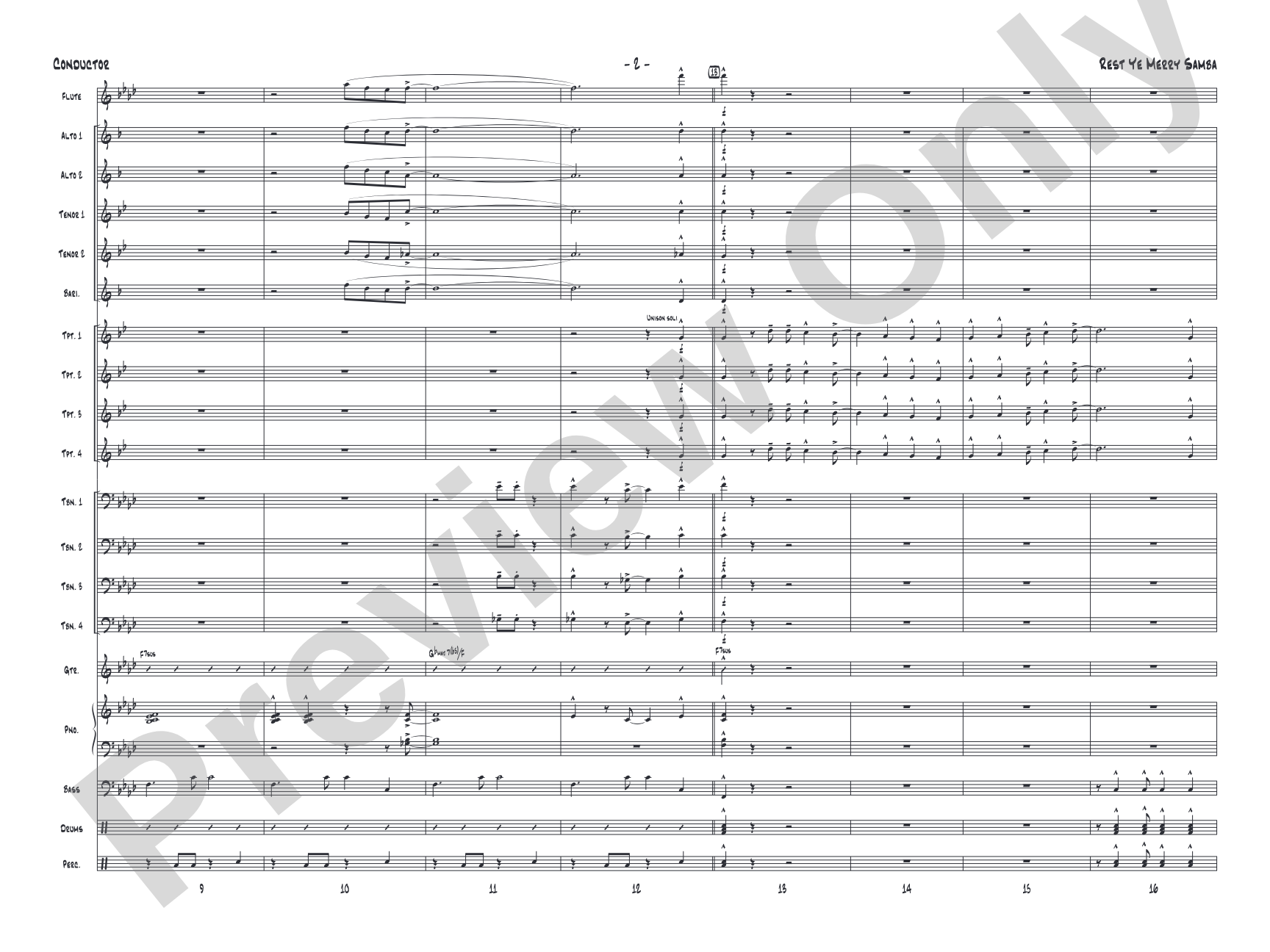 Rest Ye Merry Samba: Jazz Ensemble Conductor Score & Parts