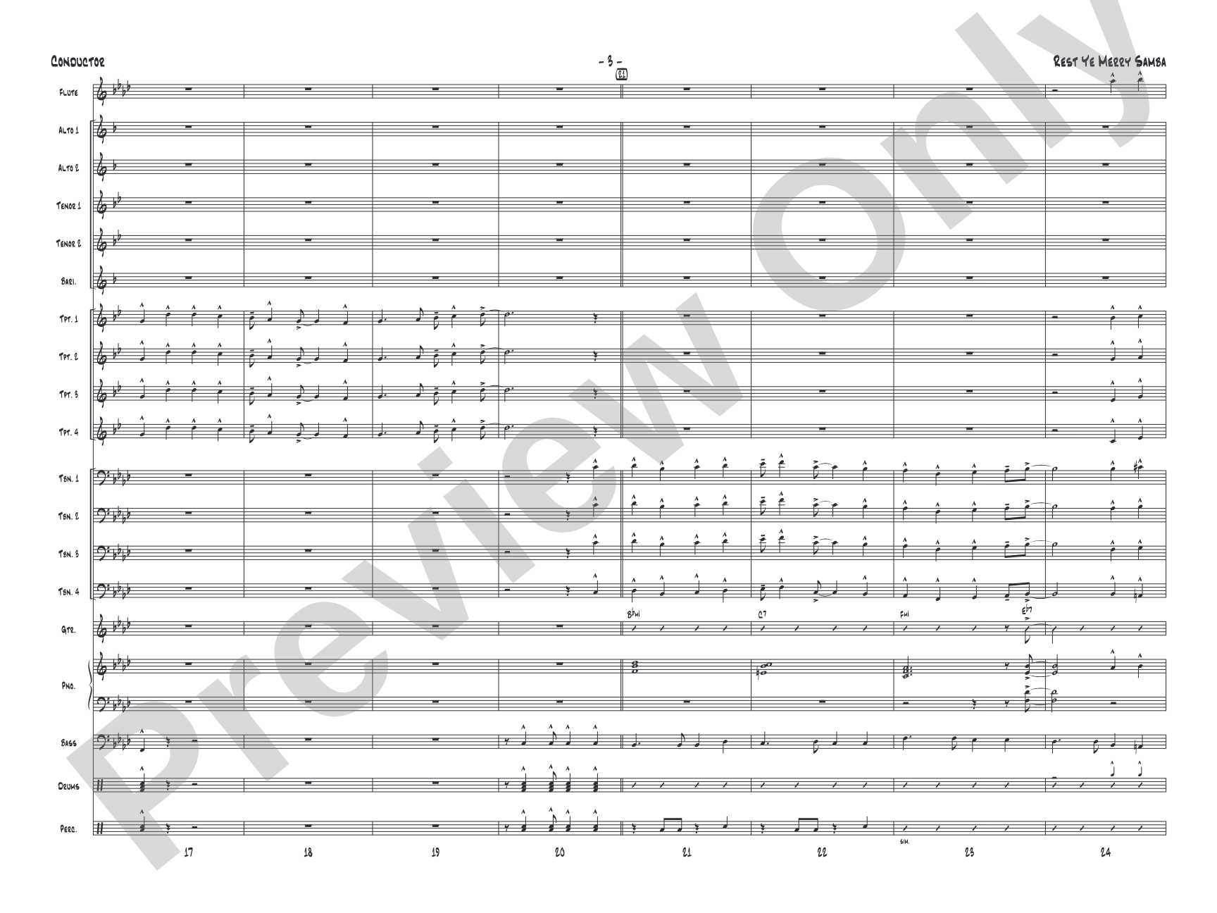 Rest Ye Merry Samba: Jazz Ensemble Conductor Score & Parts