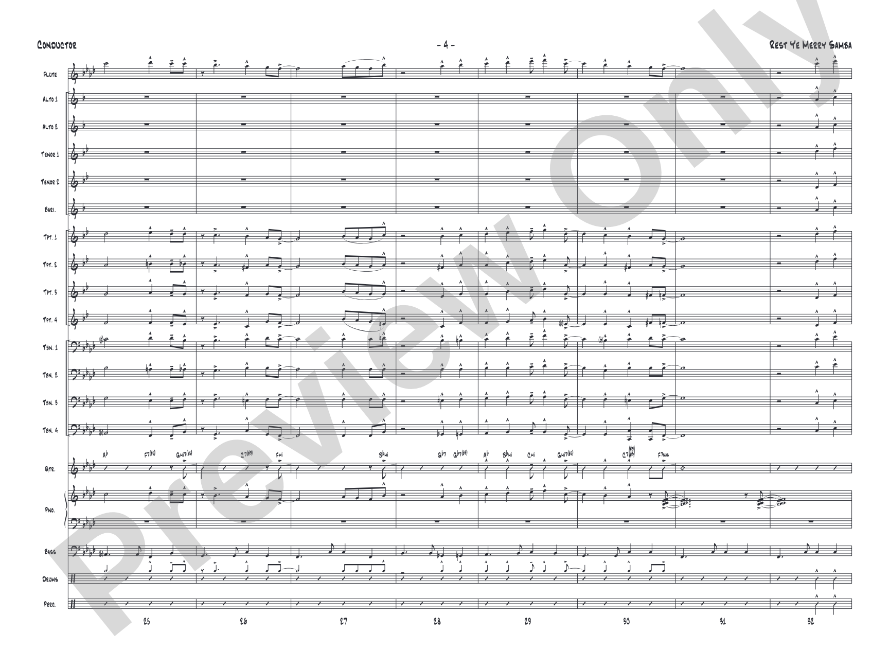 Rest Ye Merry Samba: Jazz Ensemble Conductor Score & Parts