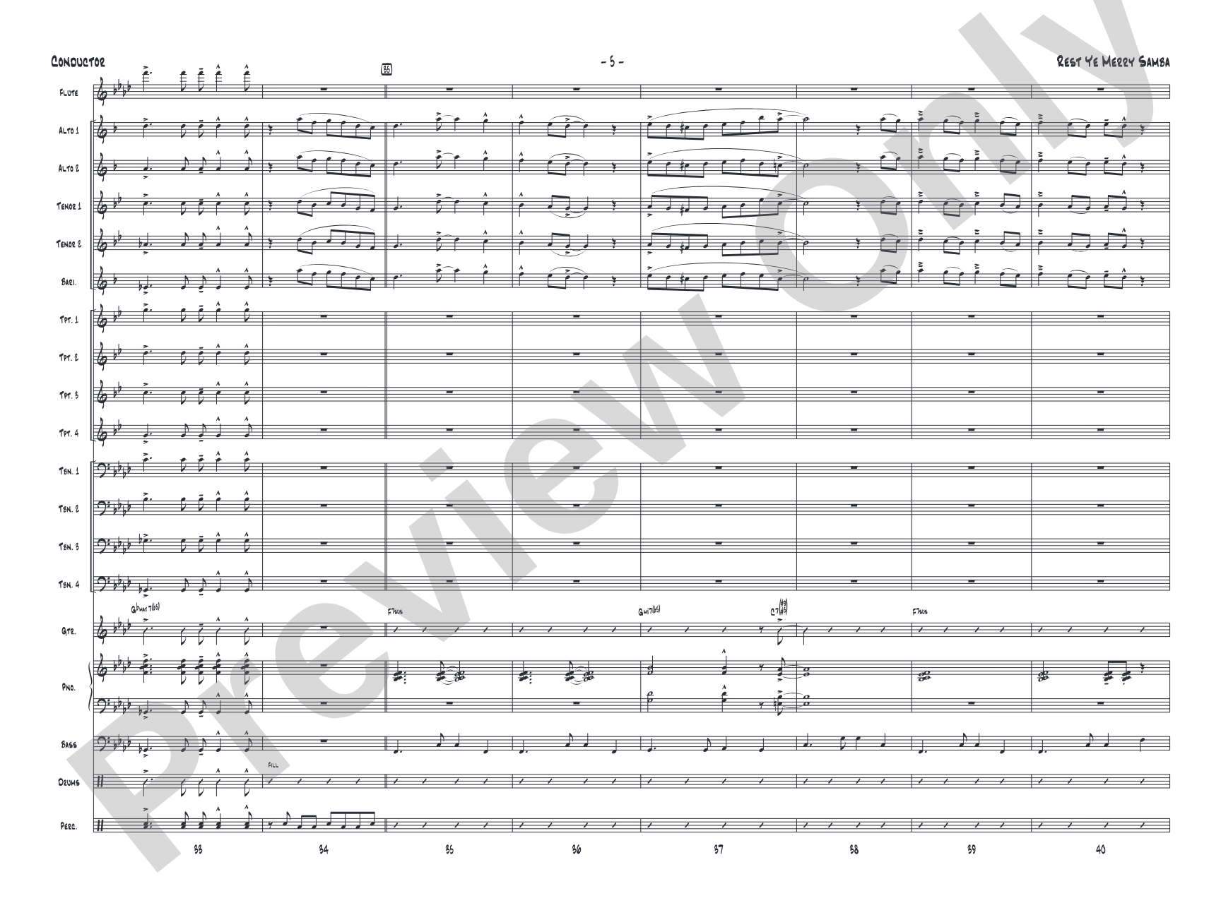 Rest Ye Merry Samba: Jazz Ensemble Conductor Score & Parts