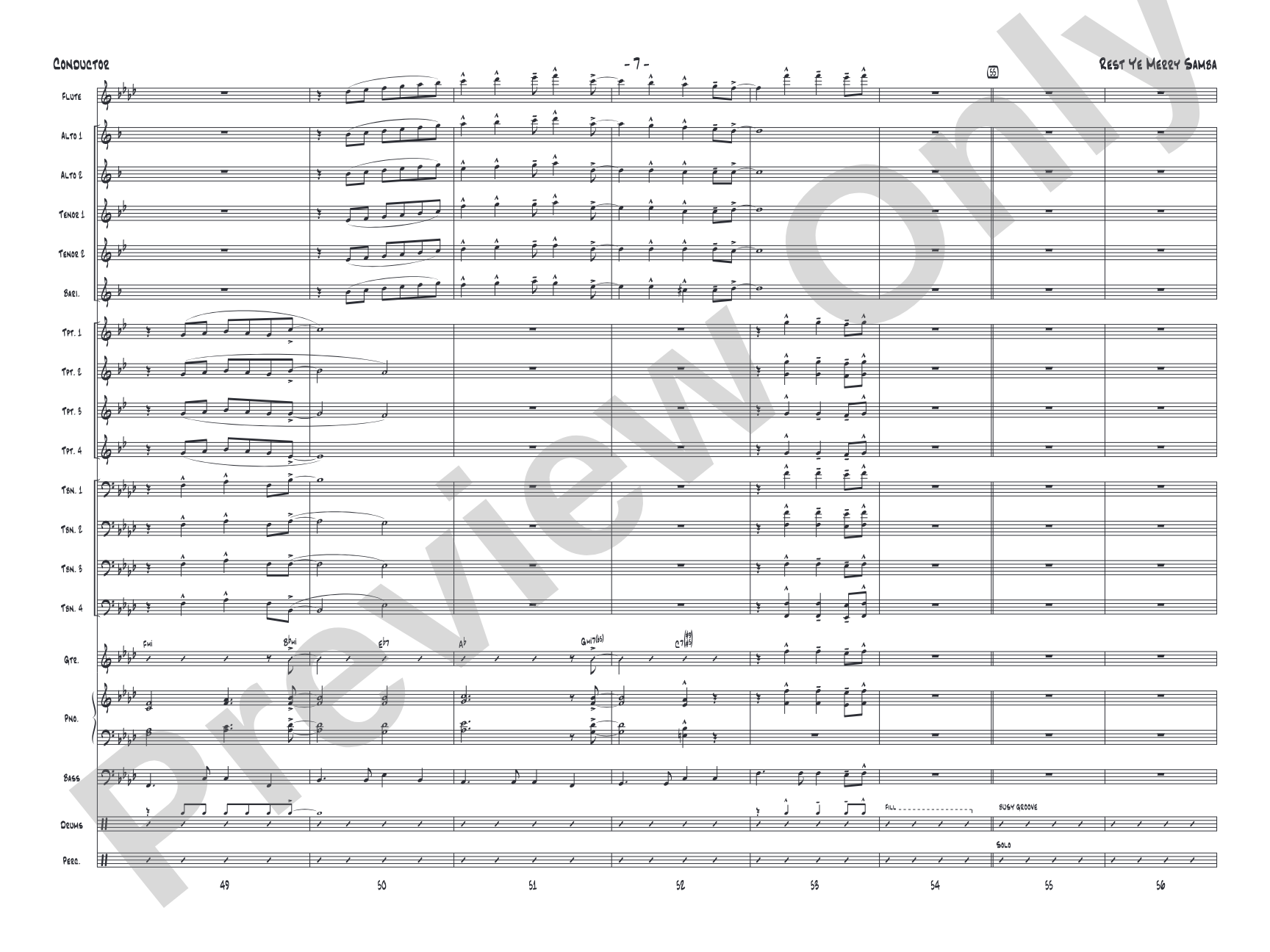 Rest Ye Merry Samba: Jazz Ensemble Conductor Score & Parts
