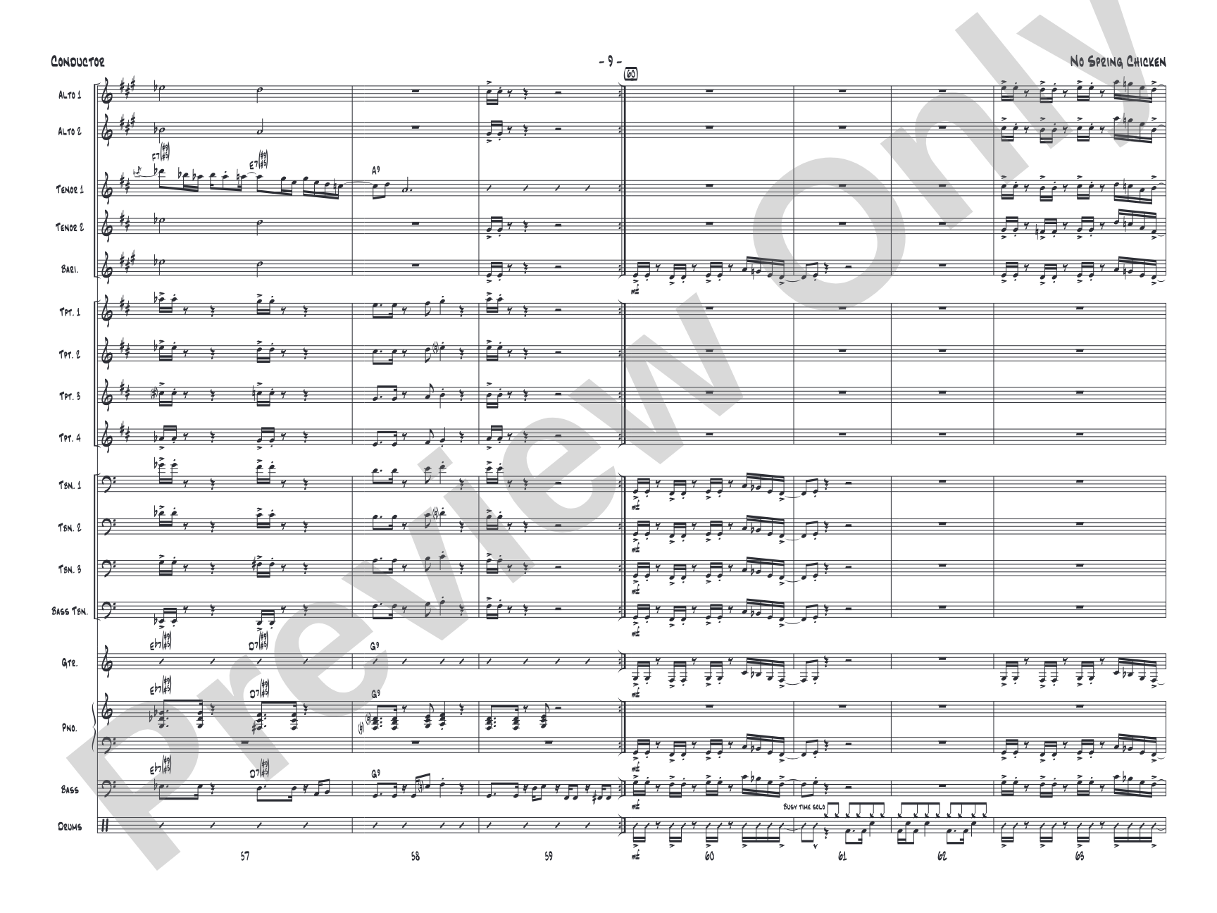 No Spring Chicken: Jazz Ensemble Conductor Score & Parts