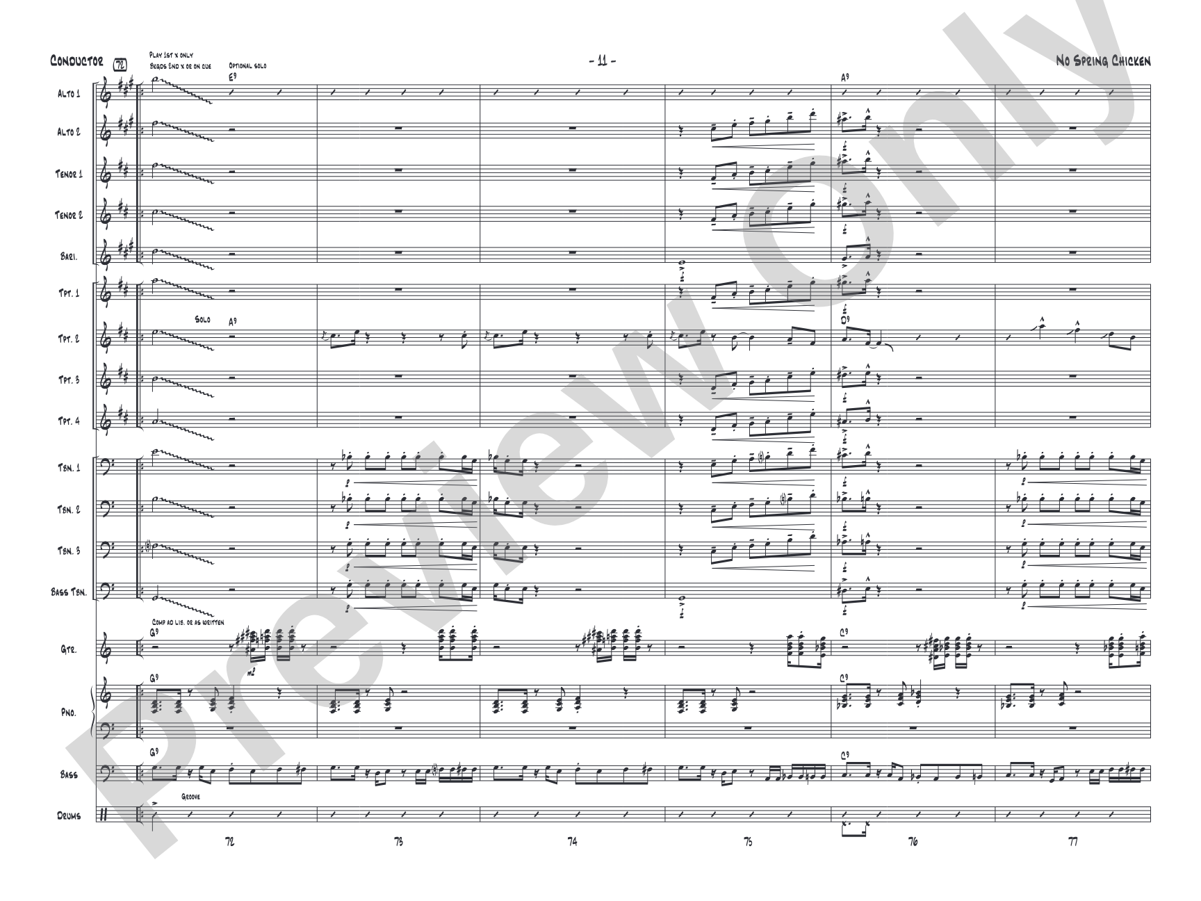 No Spring Chicken: Jazz Ensemble Conductor Score & Parts