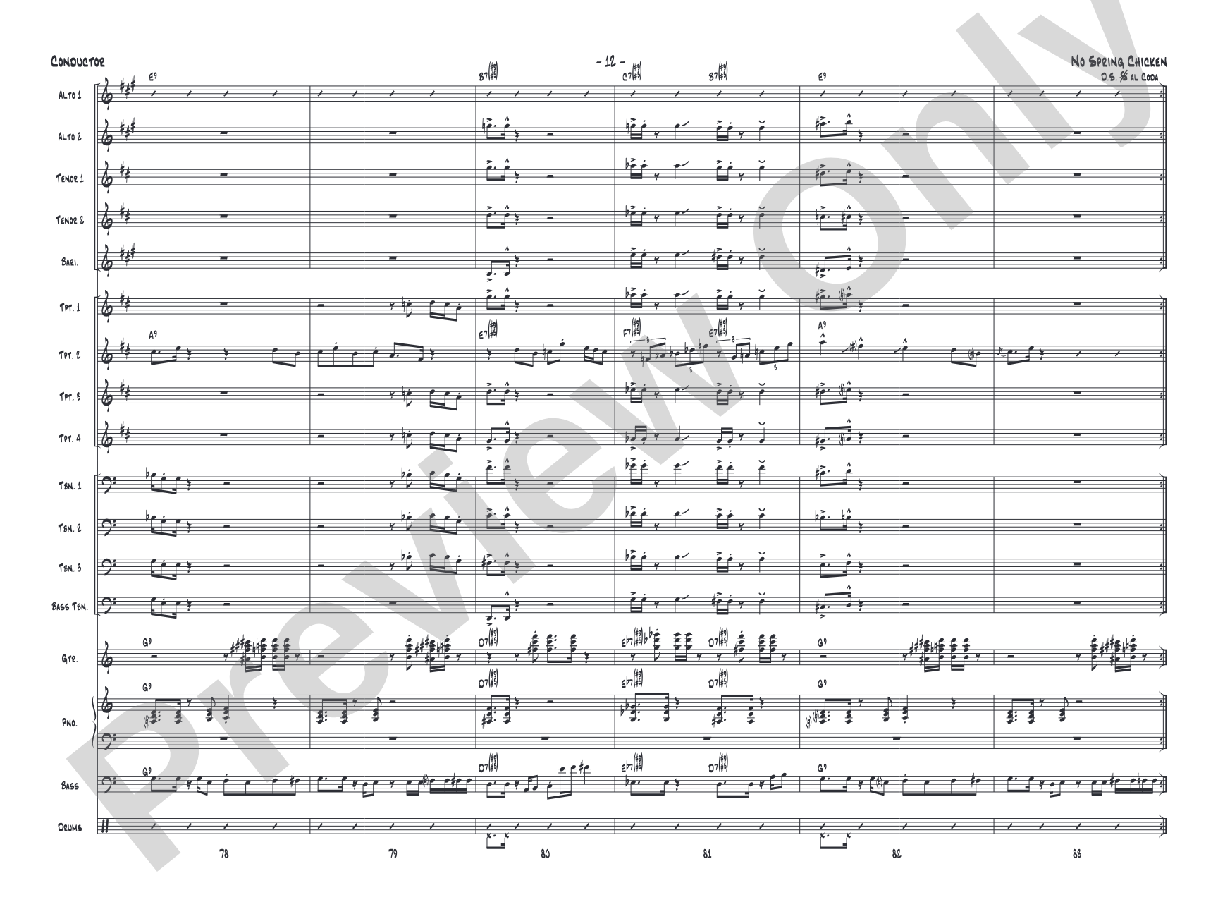 No Spring Chicken: Jazz Ensemble Conductor Score & Parts