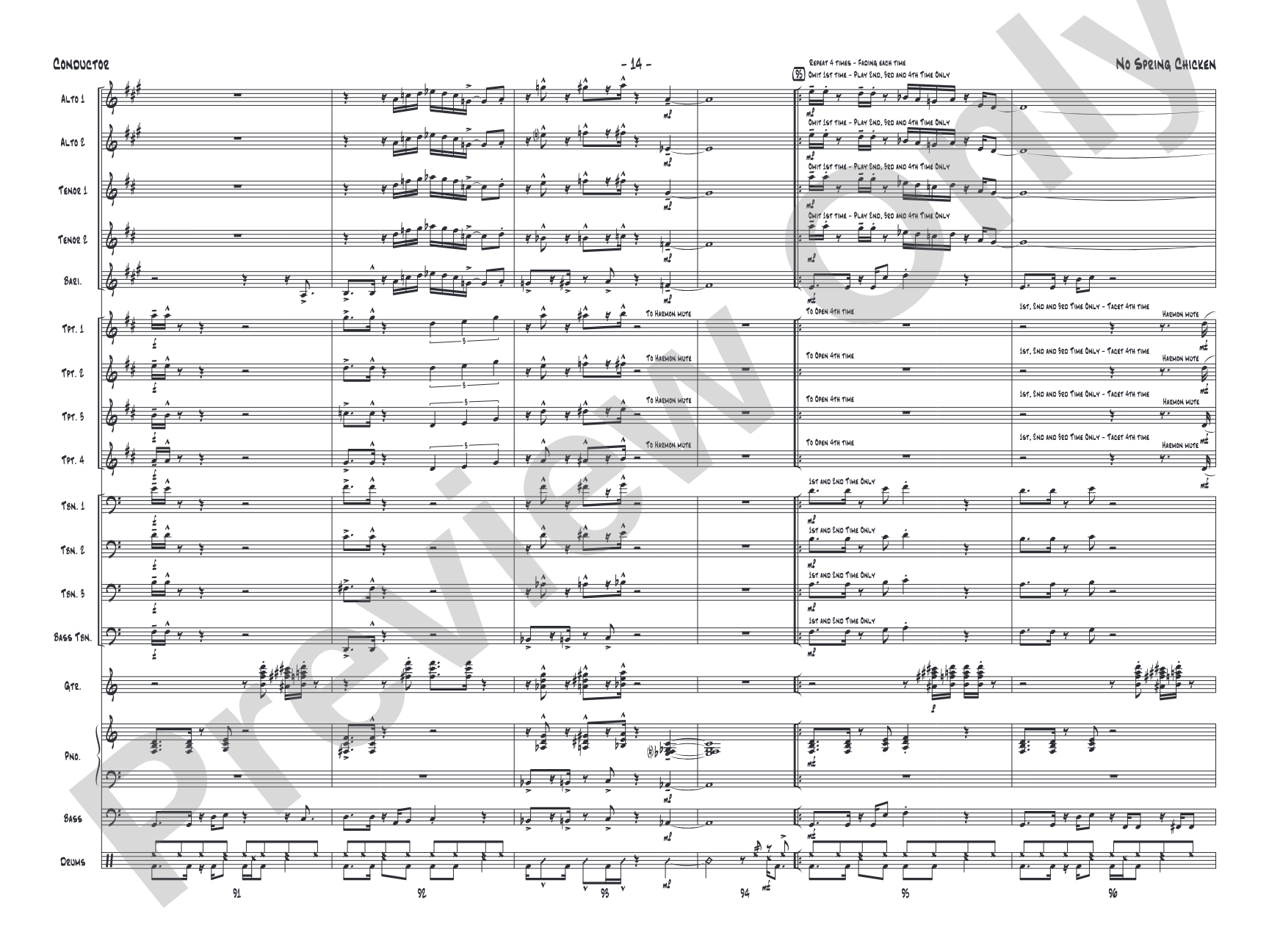 No Spring Chicken: Jazz Ensemble Conductor Score & Parts