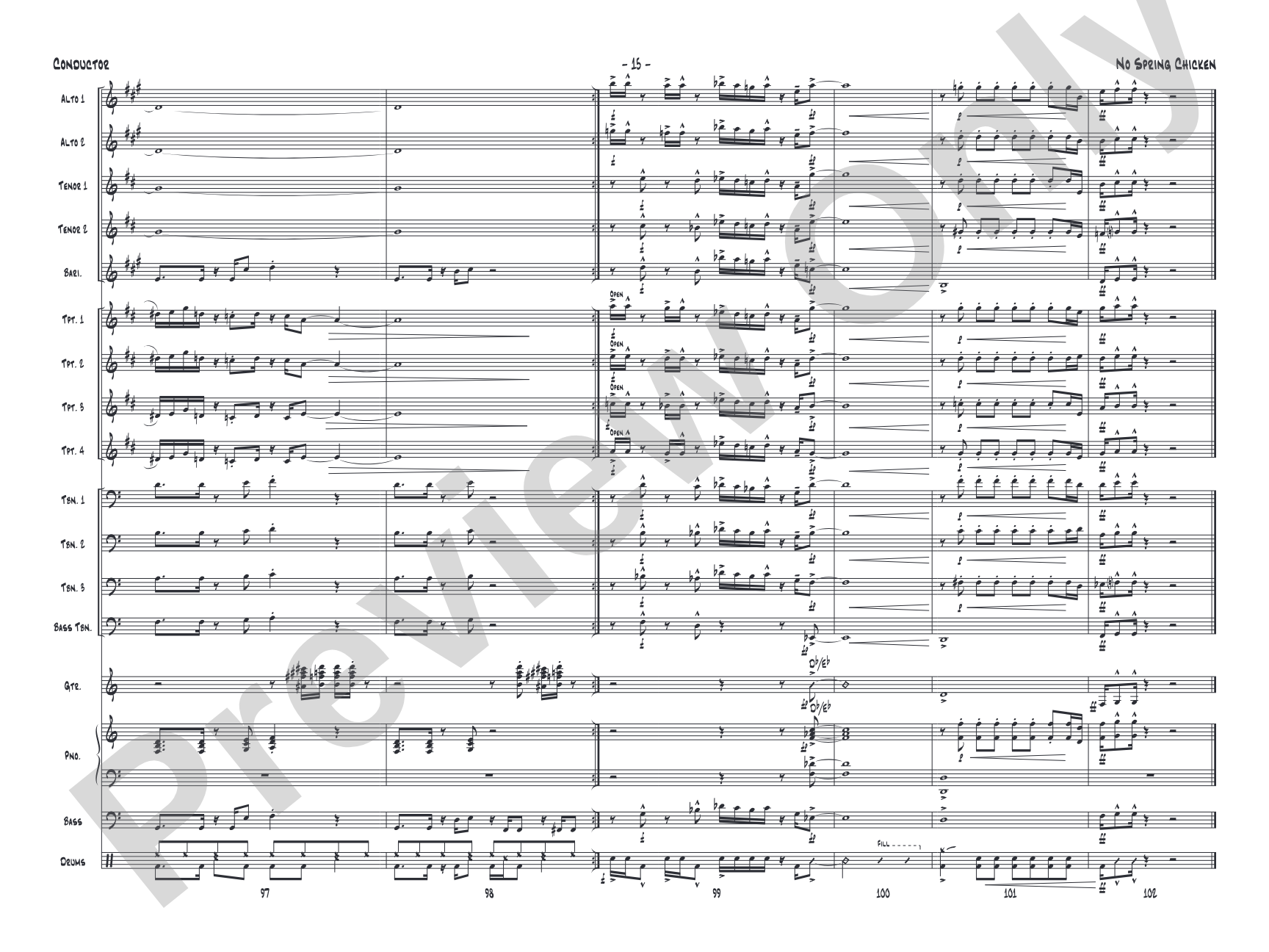 No Spring Chicken: Jazz Ensemble Conductor Score & Parts