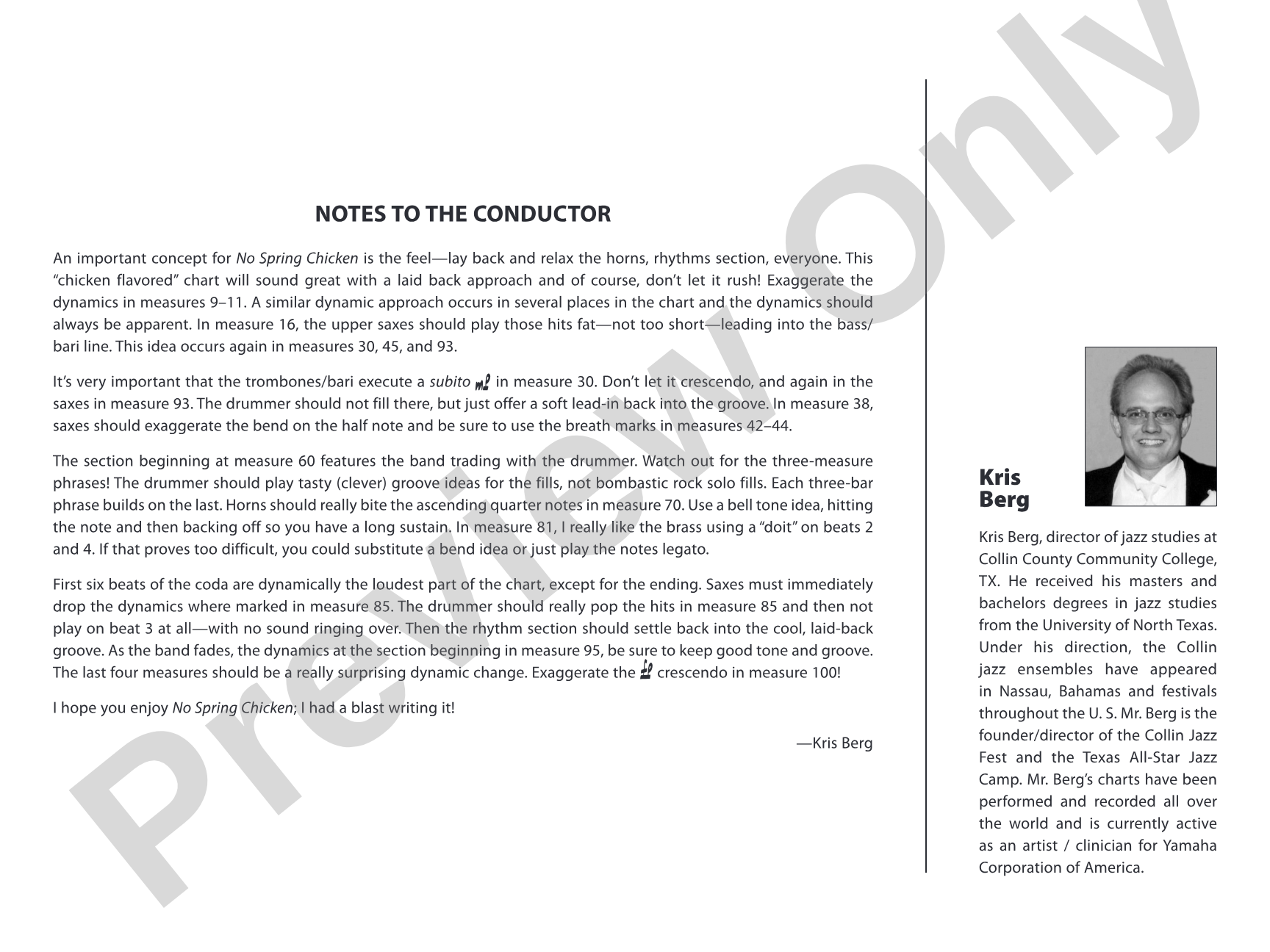 No Spring Chicken: Jazz Ensemble Conductor Score & Parts