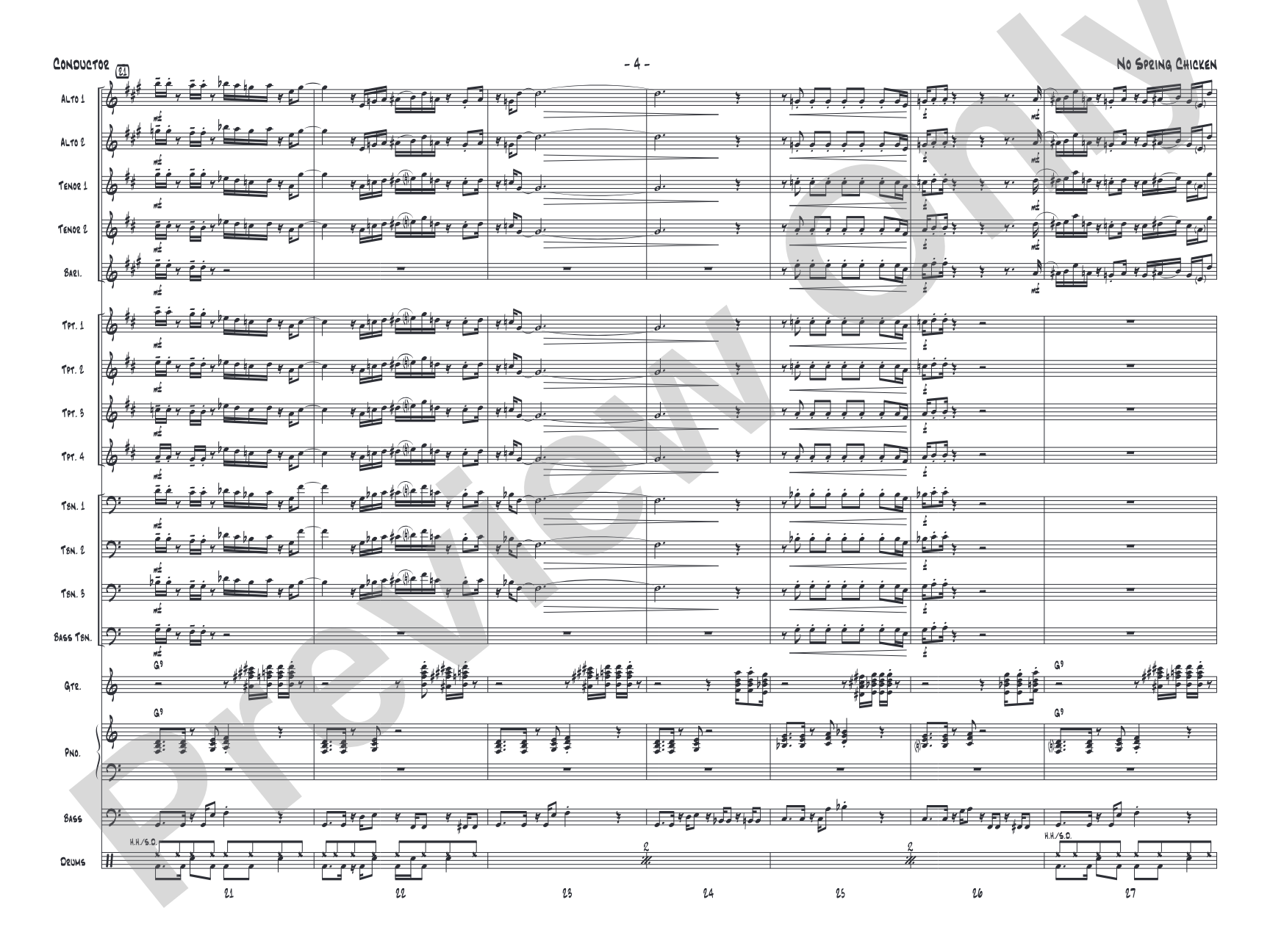No Spring Chicken: Jazz Ensemble Conductor Score & Parts
