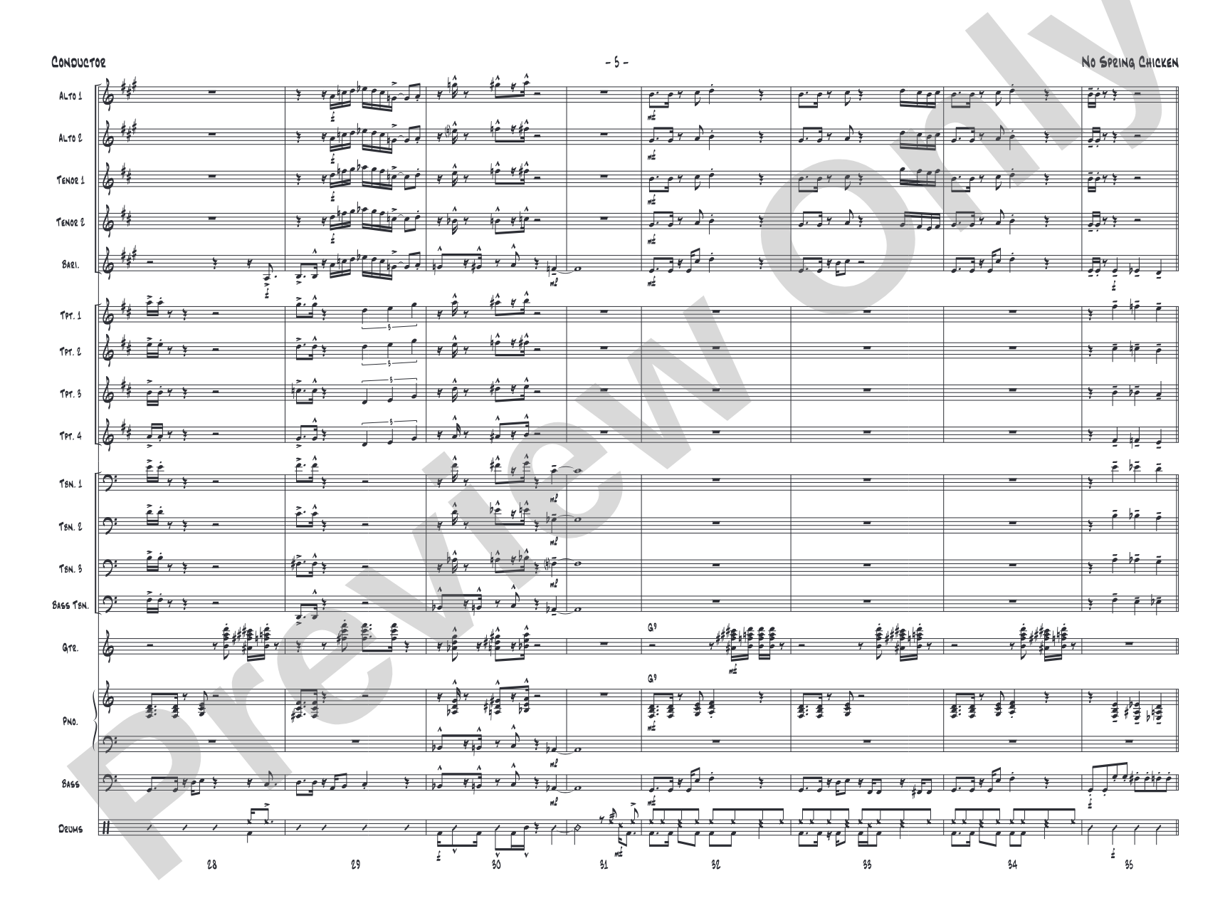 No Spring Chicken: Jazz Ensemble Conductor Score & Parts