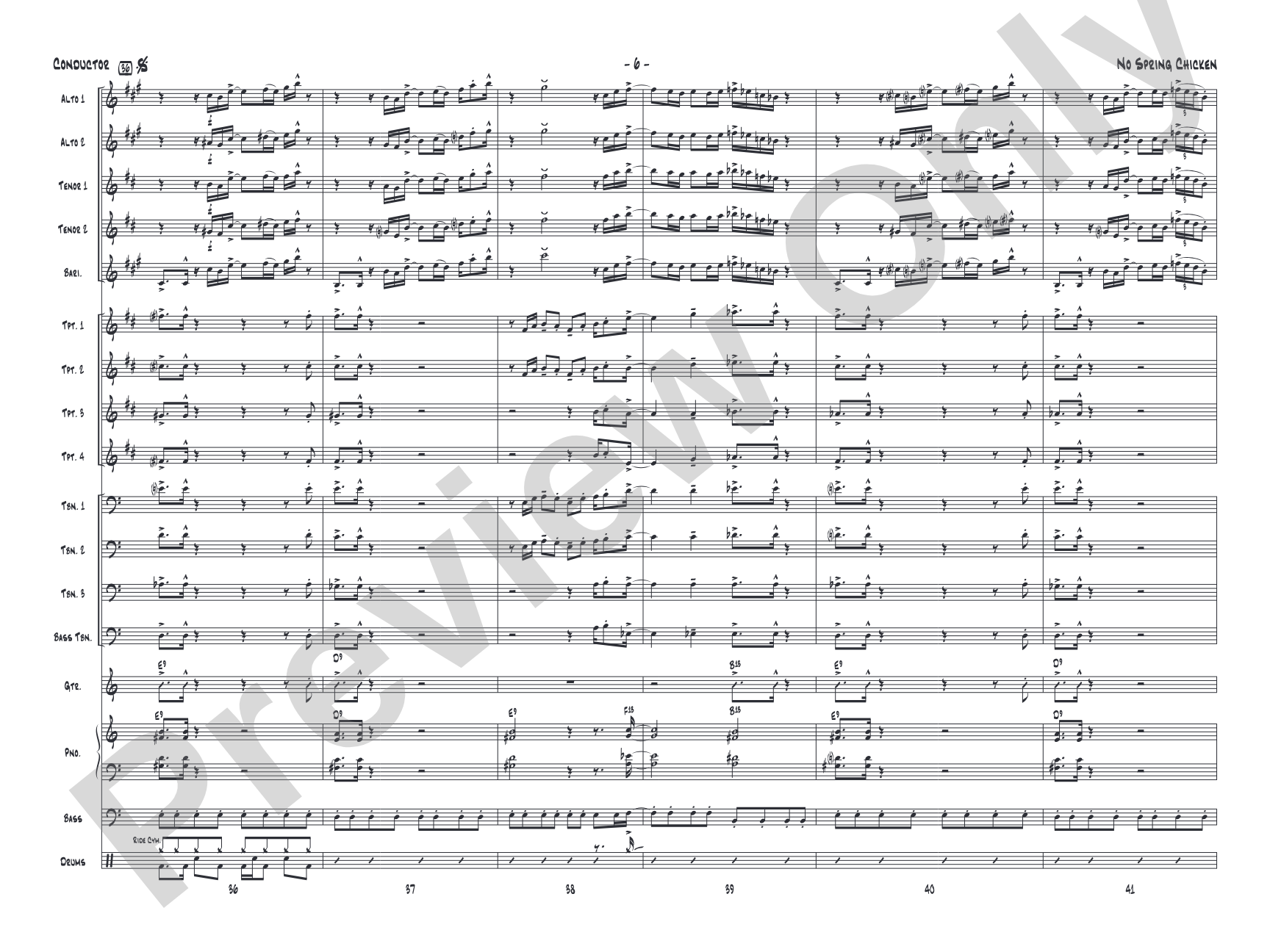 No Spring Chicken: Jazz Ensemble Conductor Score & Parts