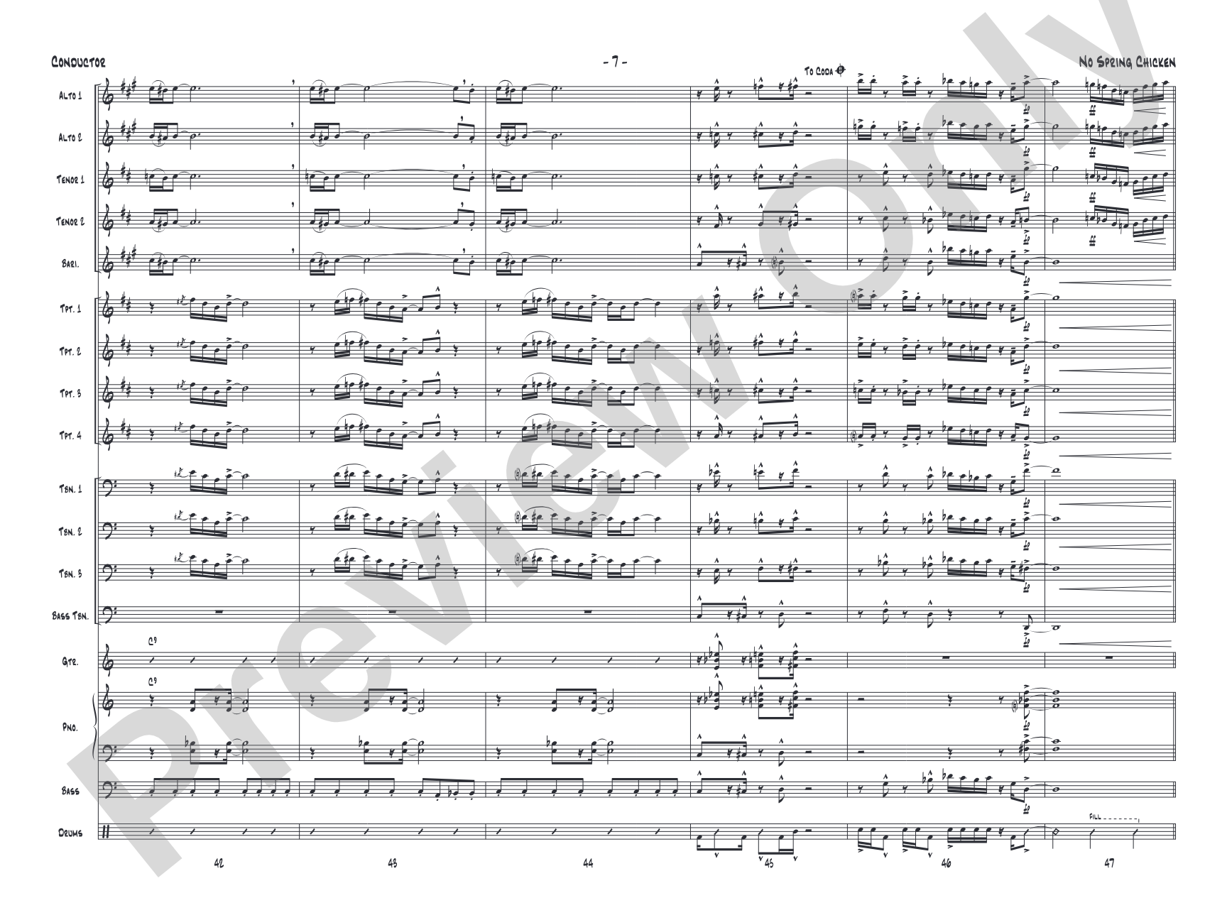 No Spring Chicken: Jazz Ensemble Conductor Score & Parts