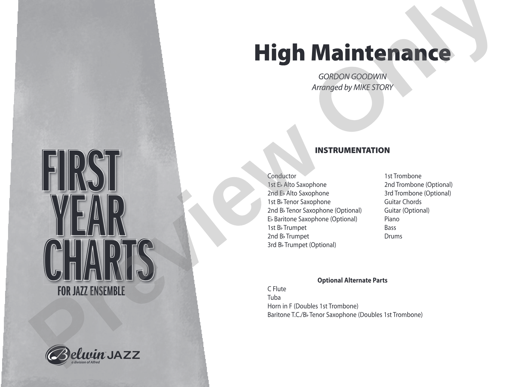 High Maintenance: Jazz Ensemble Conductor Score & Parts