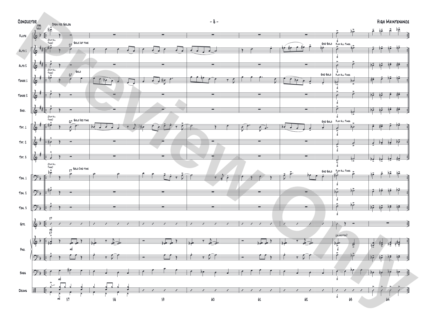 High Maintenance: Jazz Ensemble Conductor Score & Parts