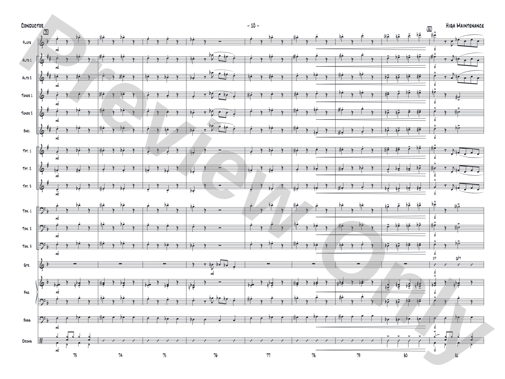 High Maintenance: Jazz Ensemble Conductor Score & Parts