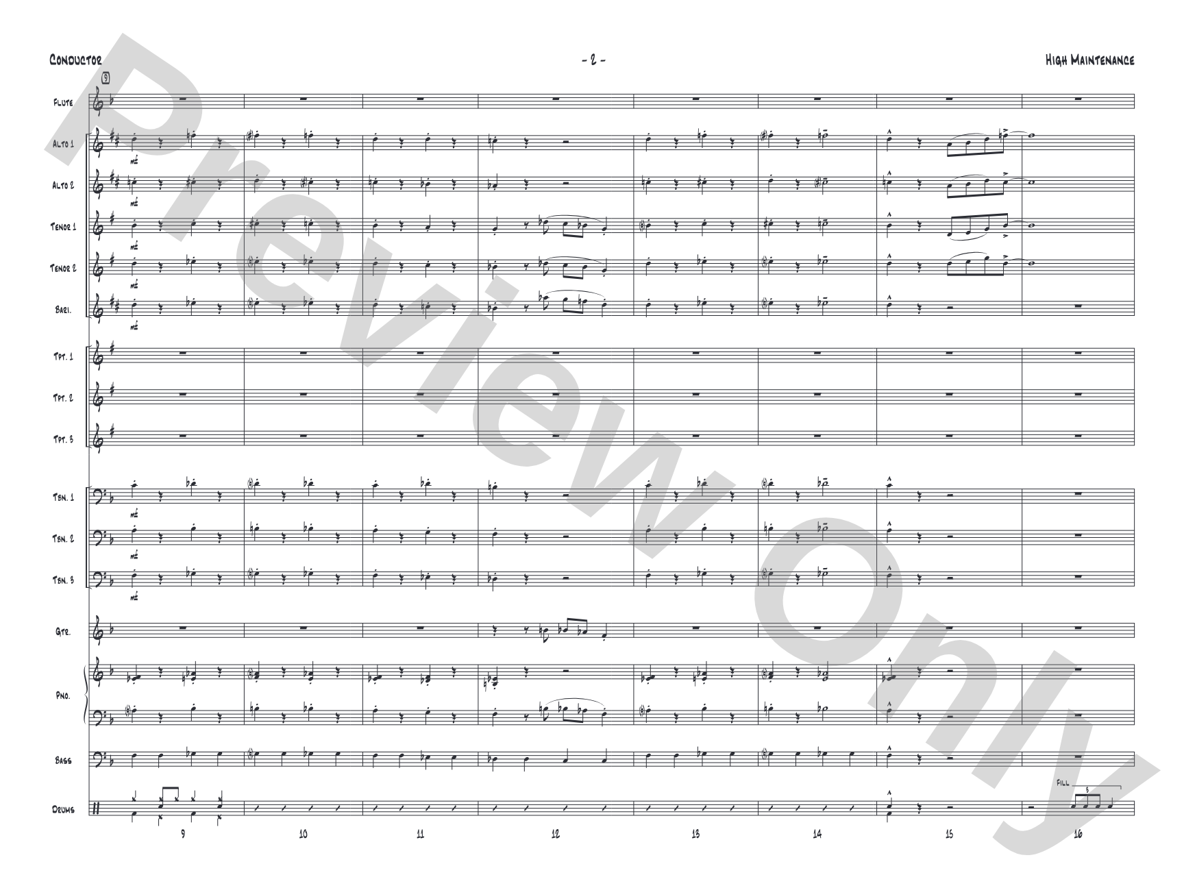 High Maintenance: Jazz Ensemble Conductor Score & Parts