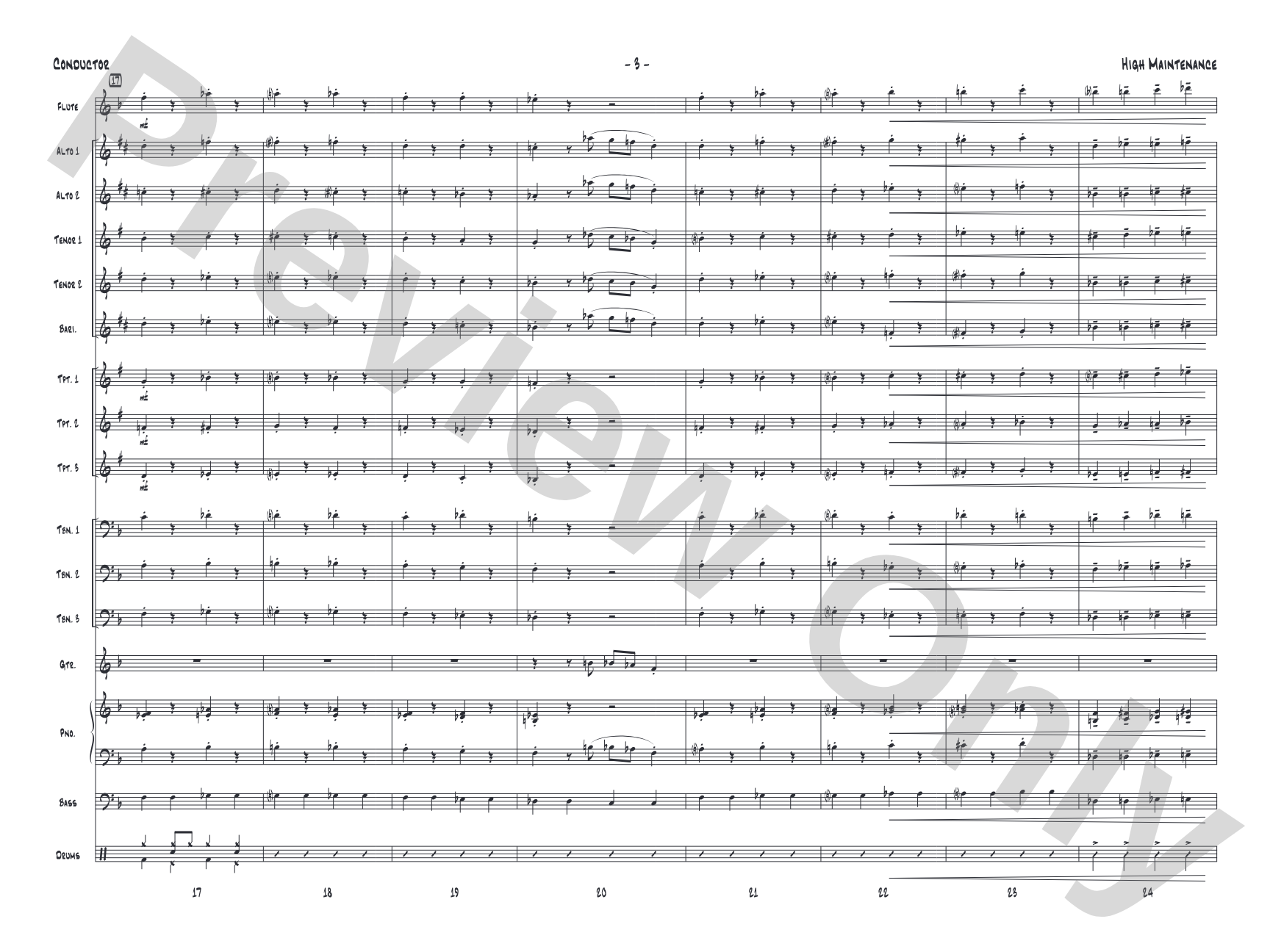 High Maintenance: Jazz Ensemble Conductor Score & Parts