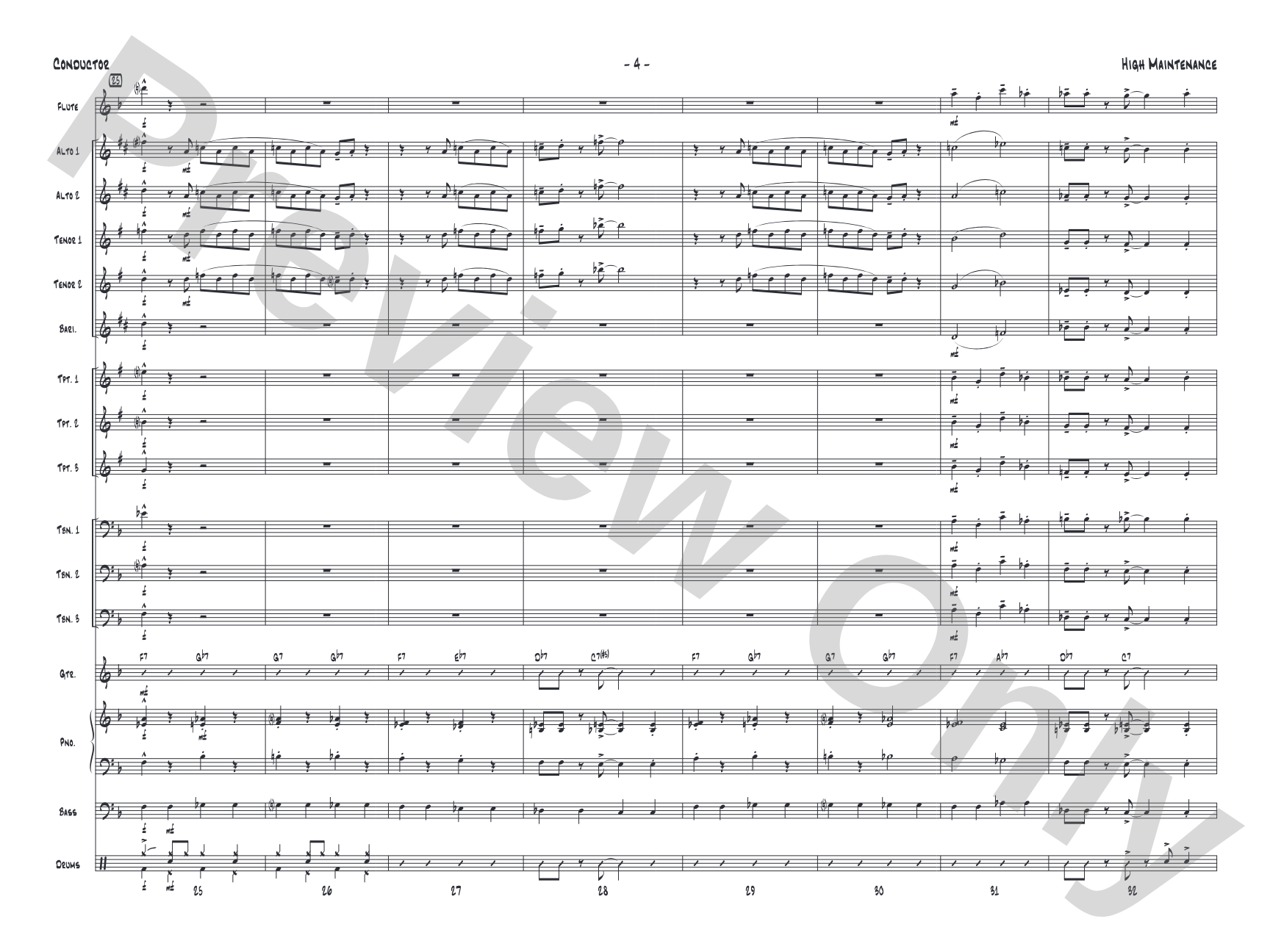 High Maintenance: Jazz Ensemble Conductor Score & Parts