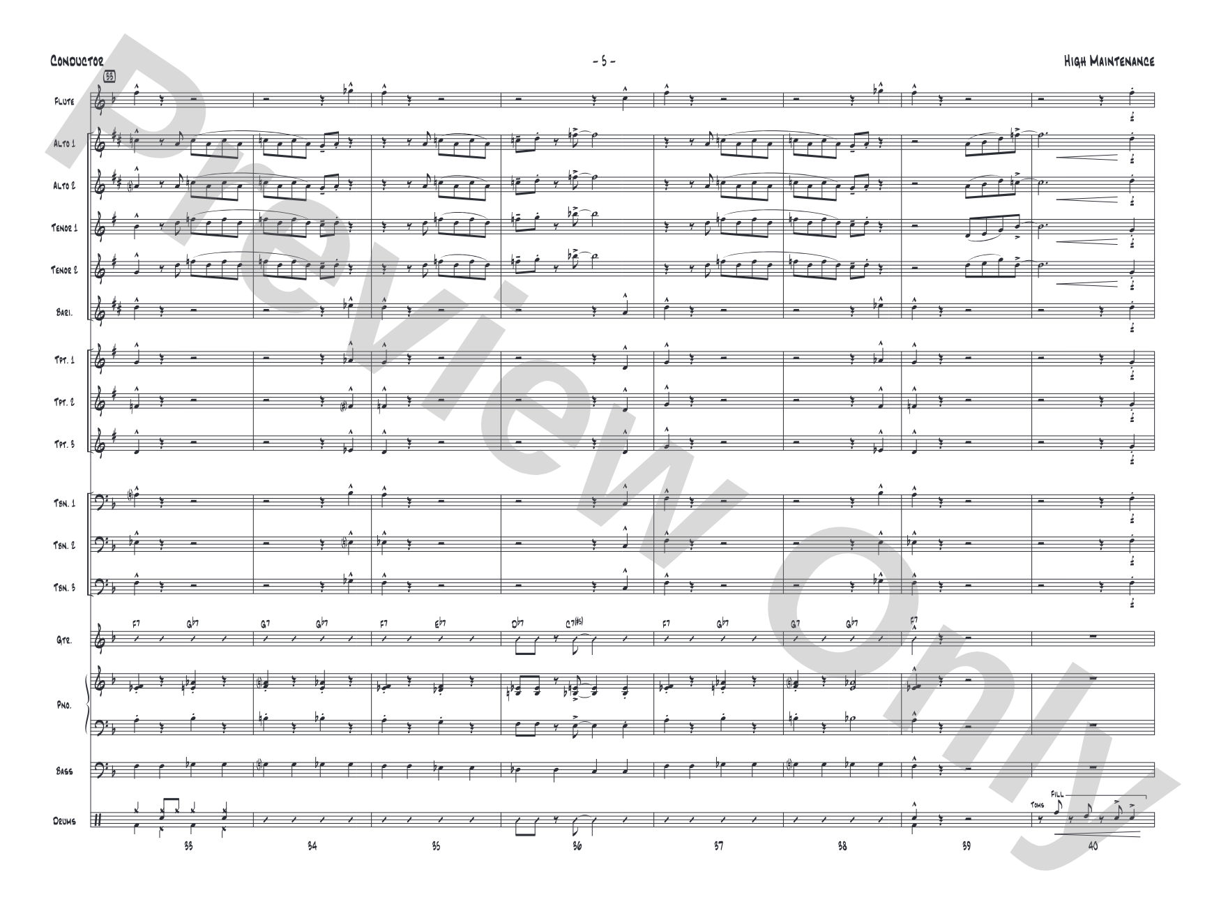 High Maintenance: Jazz Ensemble Conductor Score & Parts