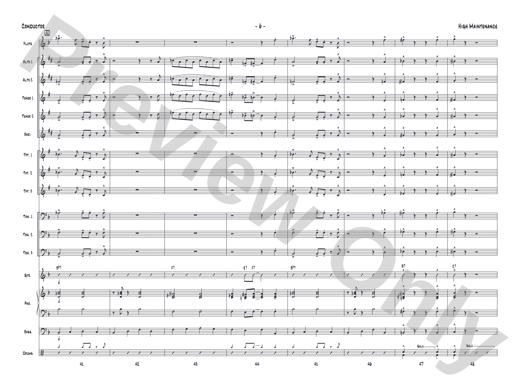 High Maintenance: Jazz Ensemble Conductor Score & Parts