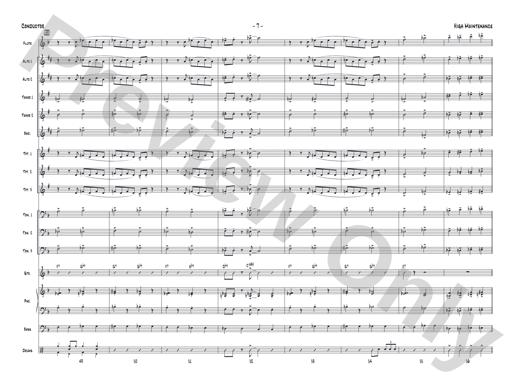 High Maintenance: Jazz Ensemble Conductor Score & Parts