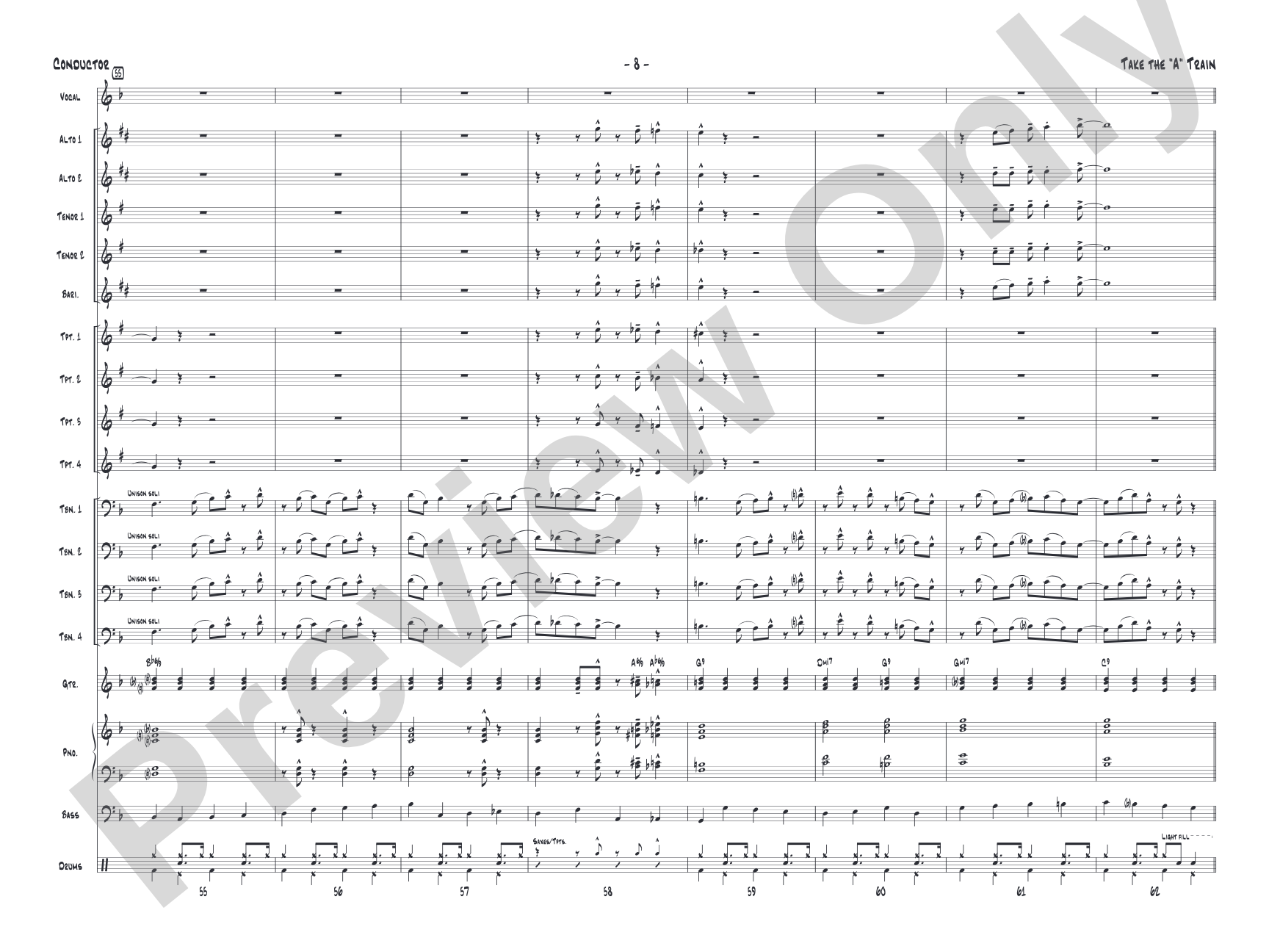 Take the "A" Train: Vocal Solo with Jazz Ensemble Conductor Score & Parts