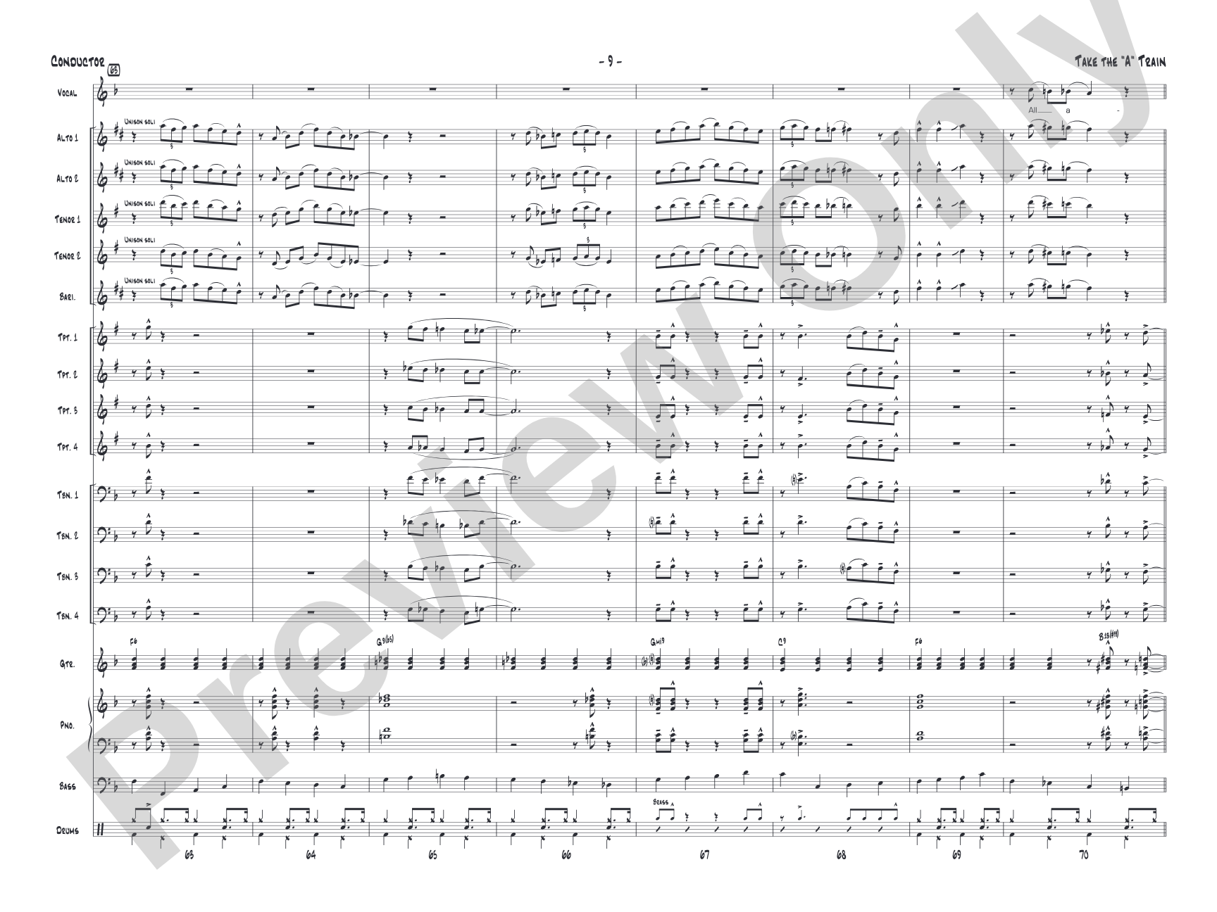 Take the "A" Train: Vocal Solo with Jazz Ensemble Conductor Score & Parts