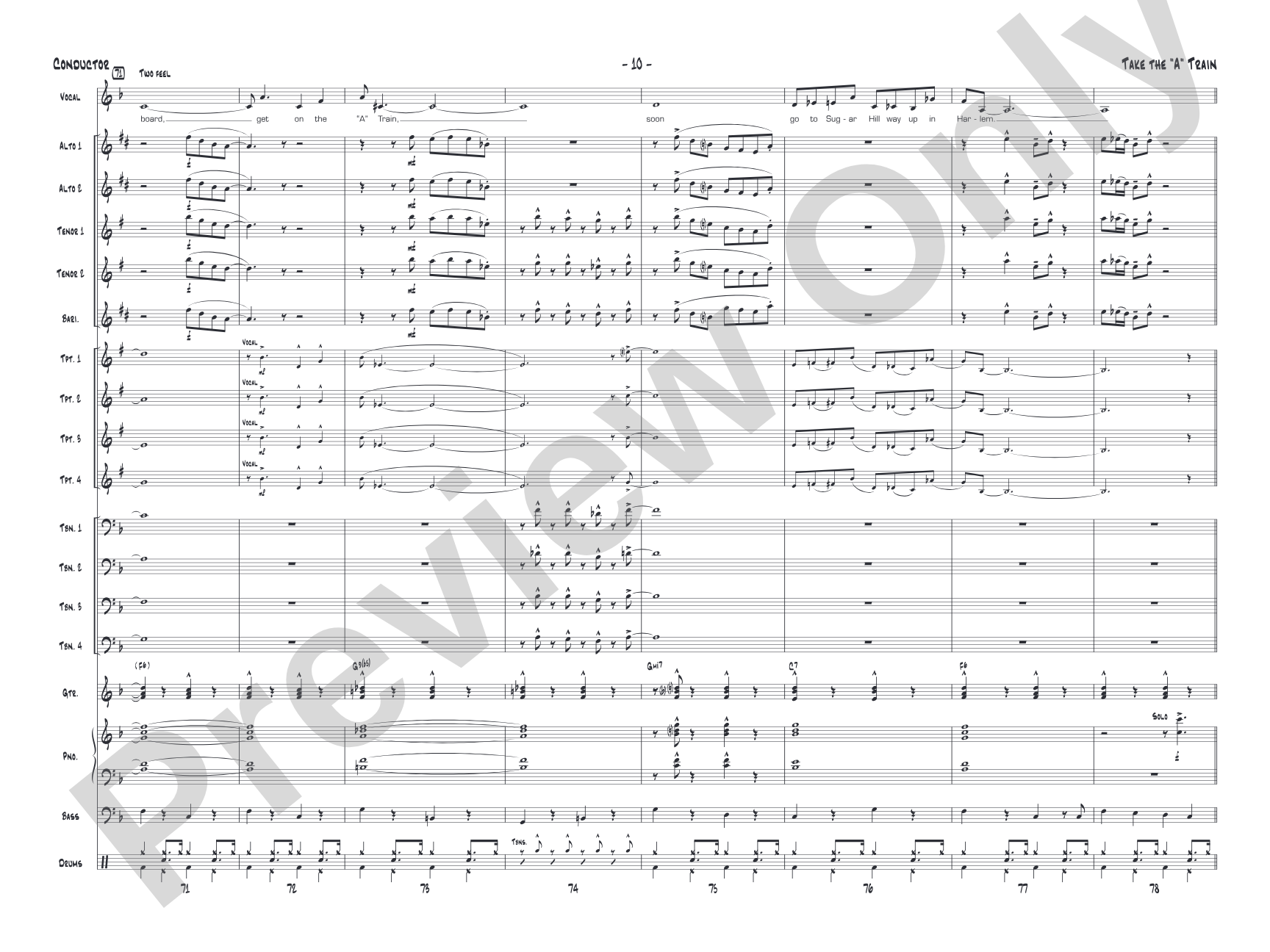 Take the "A" Train: Vocal Solo with Jazz Ensemble Conductor Score & Parts