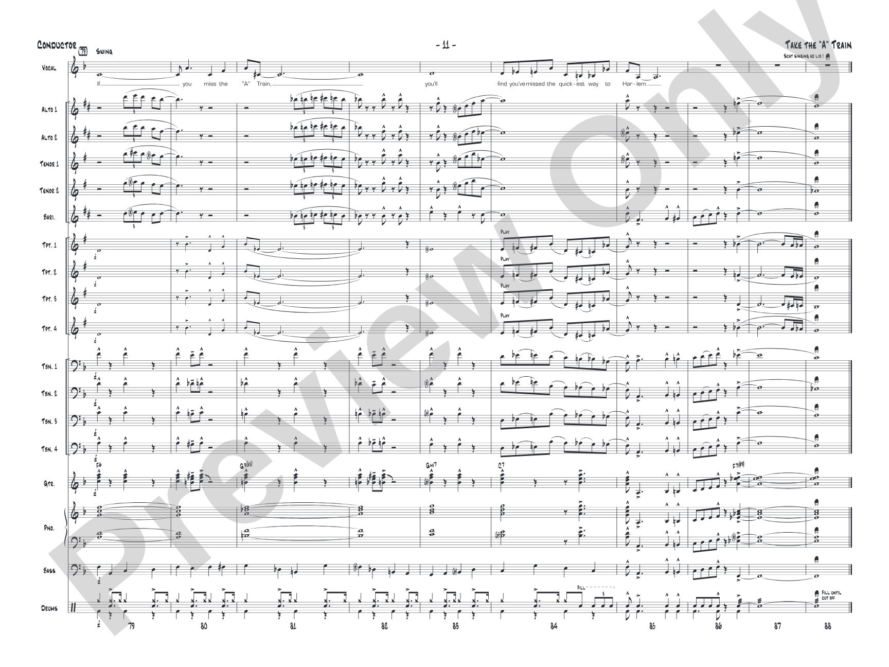 Take the "A" Train: Vocal Solo with Jazz Ensemble Conductor Score & Parts