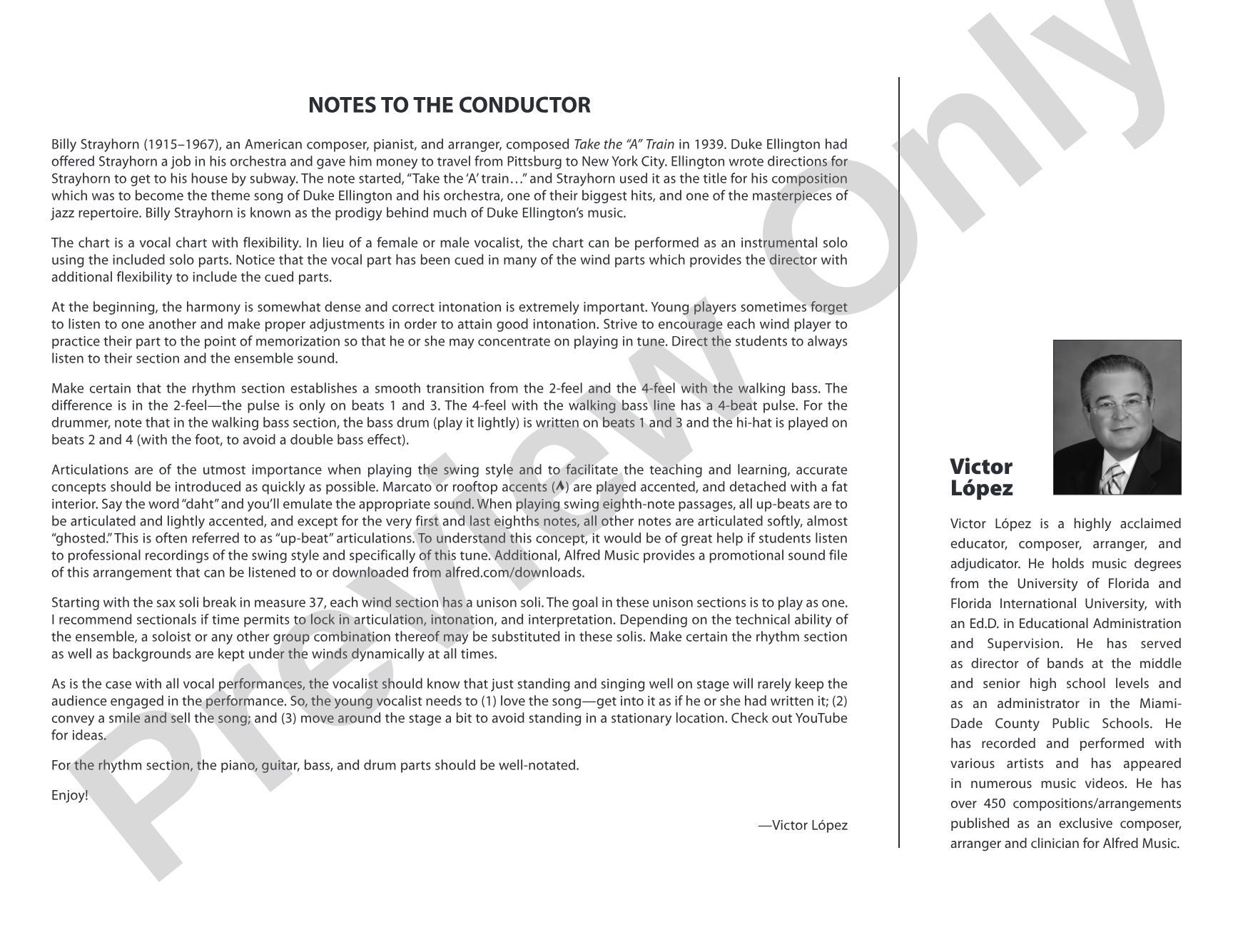 Take the "A" Train: Vocal Solo with Jazz Ensemble Conductor Score & Parts