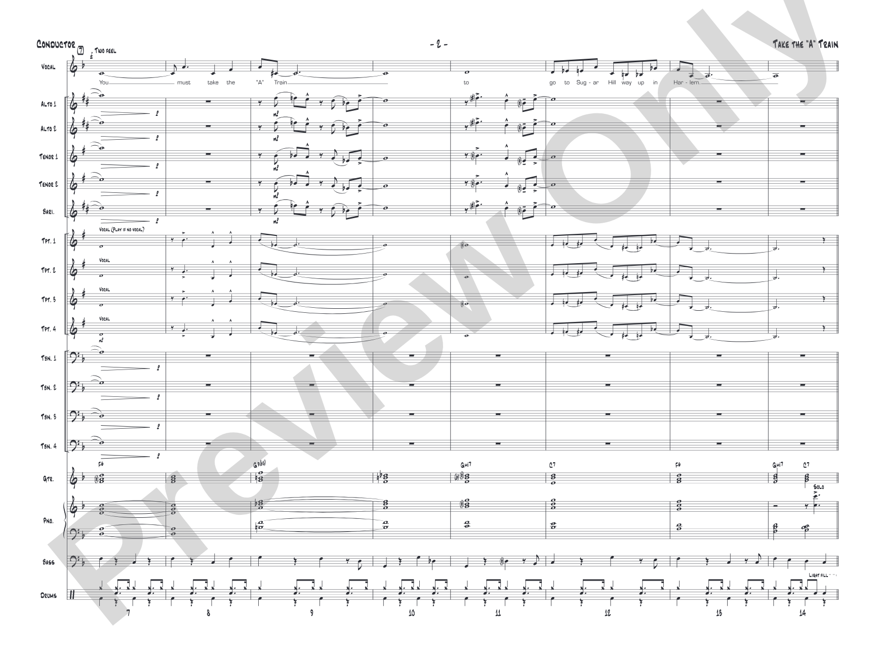 Take the "A" Train: Vocal Solo with Jazz Ensemble Conductor Score & Parts