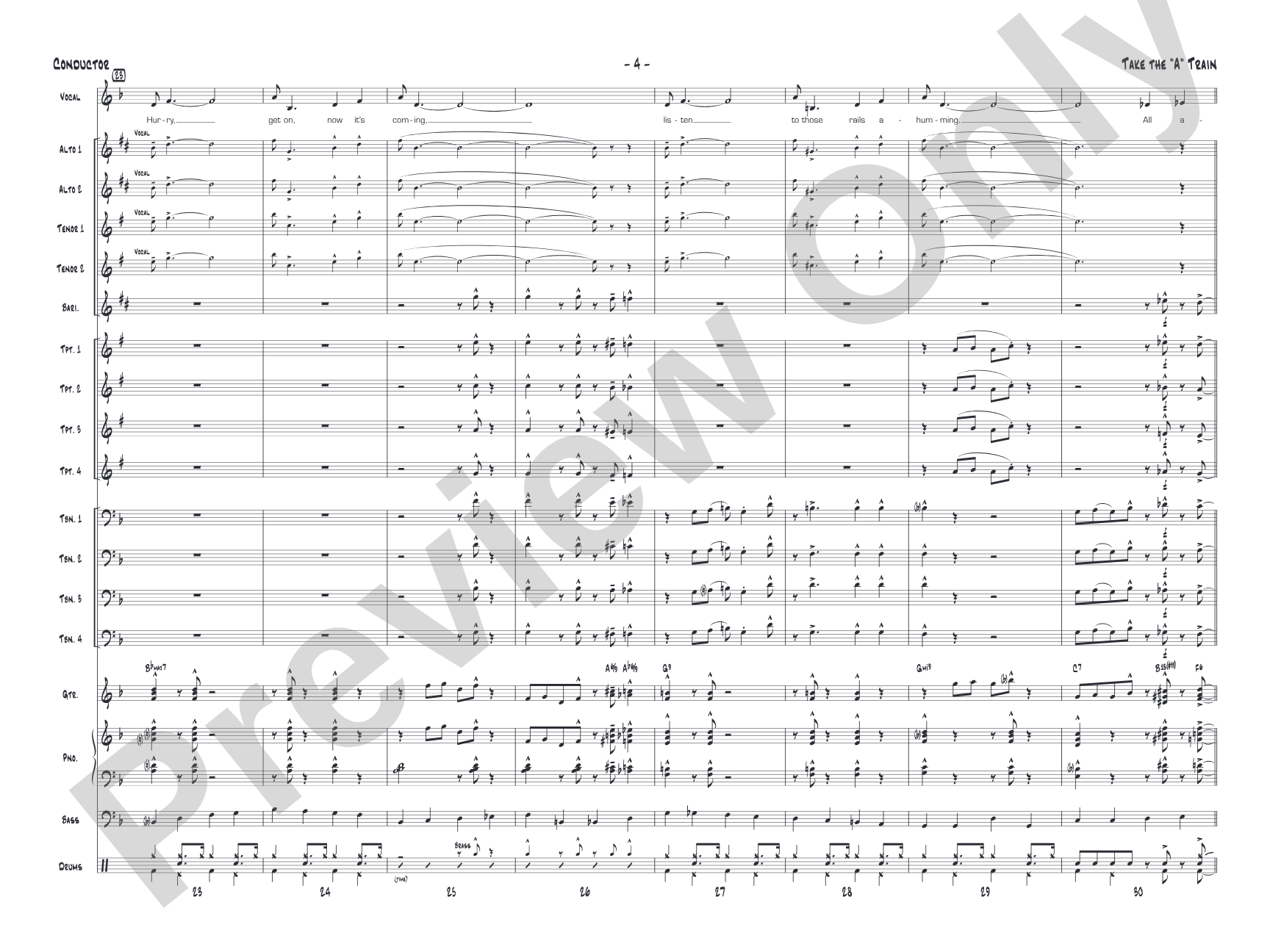 Take the "A" Train: Vocal Solo with Jazz Ensemble Conductor Score & Parts