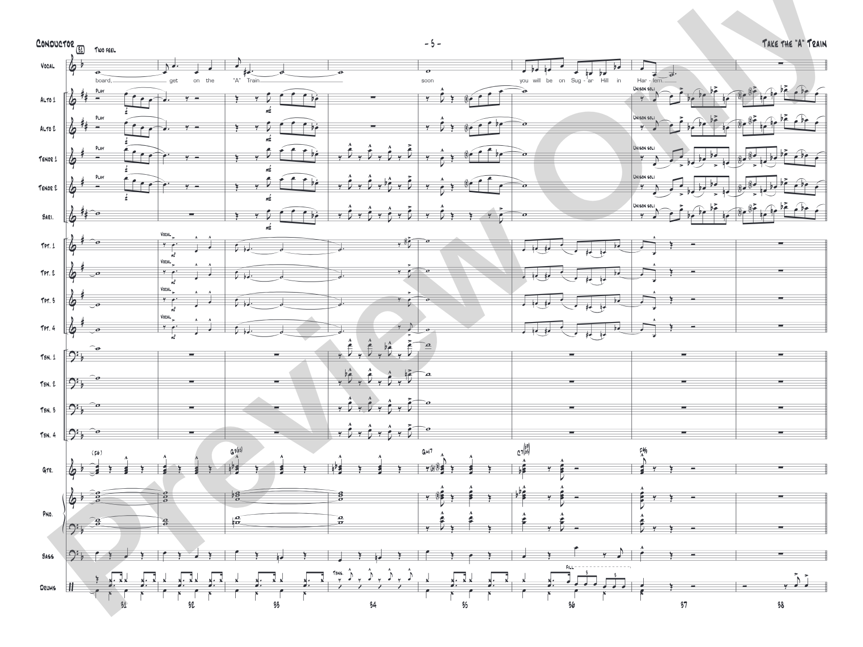 Take the "A" Train: Vocal Solo with Jazz Ensemble Conductor Score & Parts