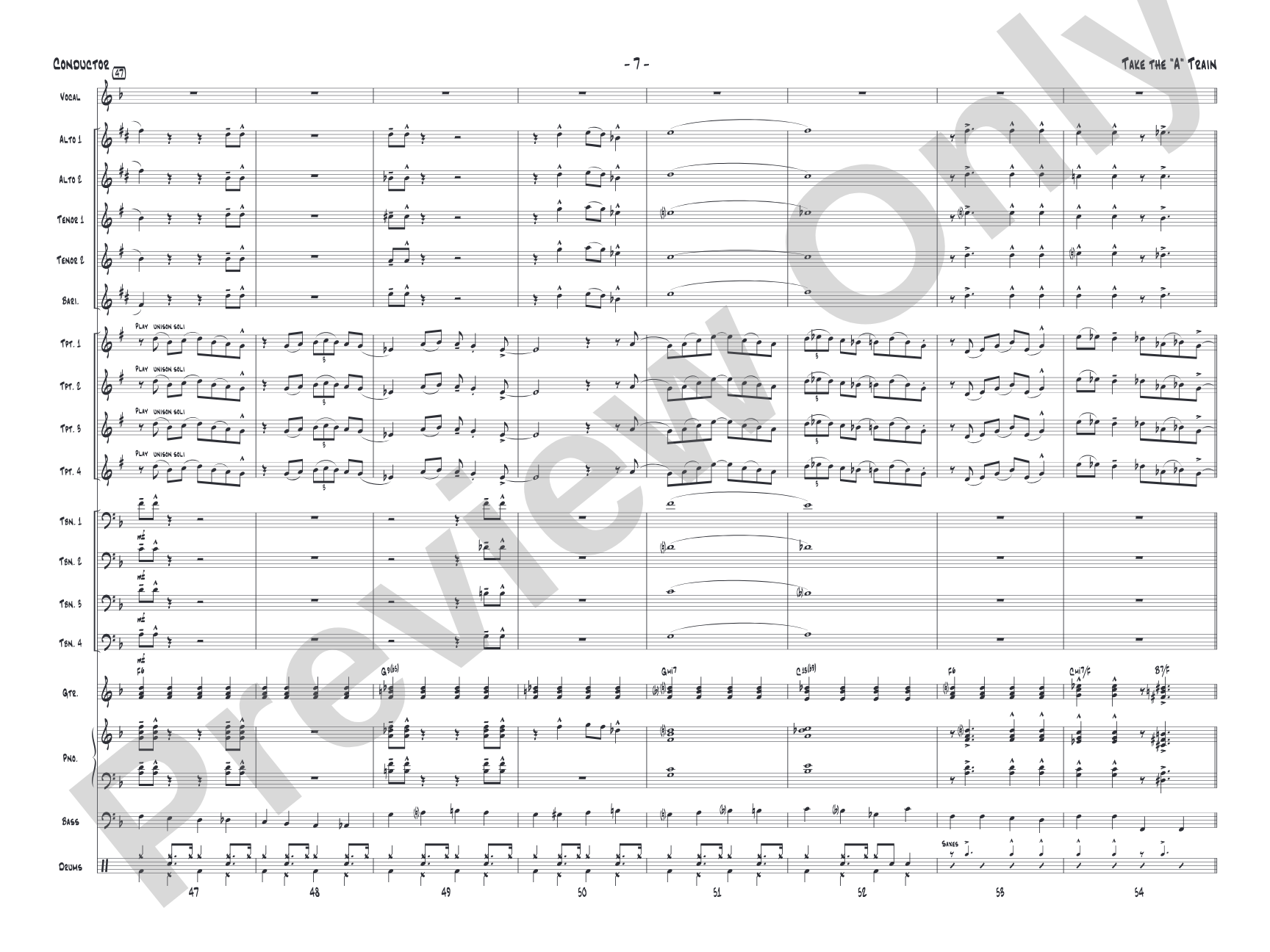 Take the "A" Train: Vocal Solo with Jazz Ensemble Conductor Score & Parts