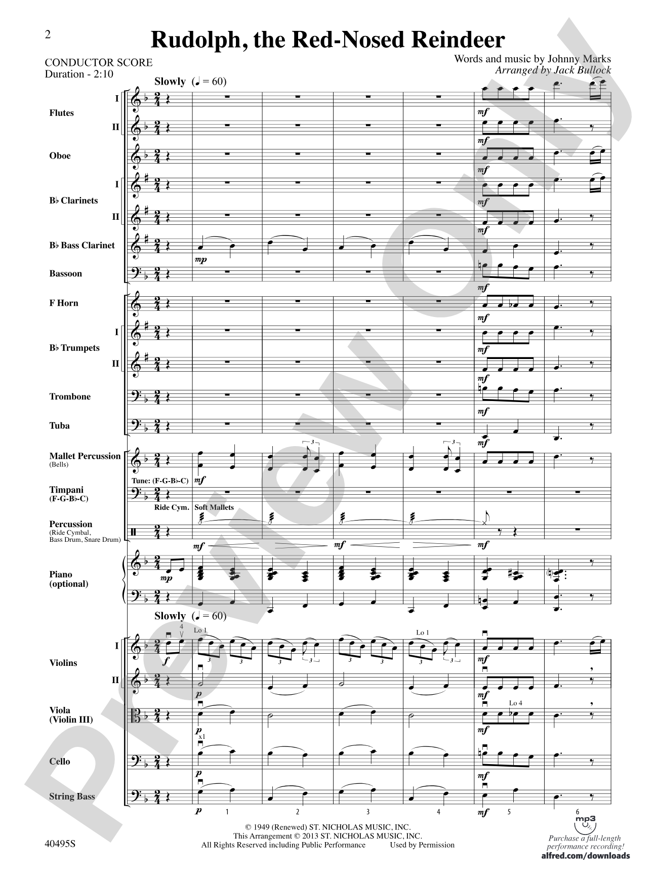 Rudolph, the Red-Nosed Reindeer: Full Orchestra Conductor Score & Parts