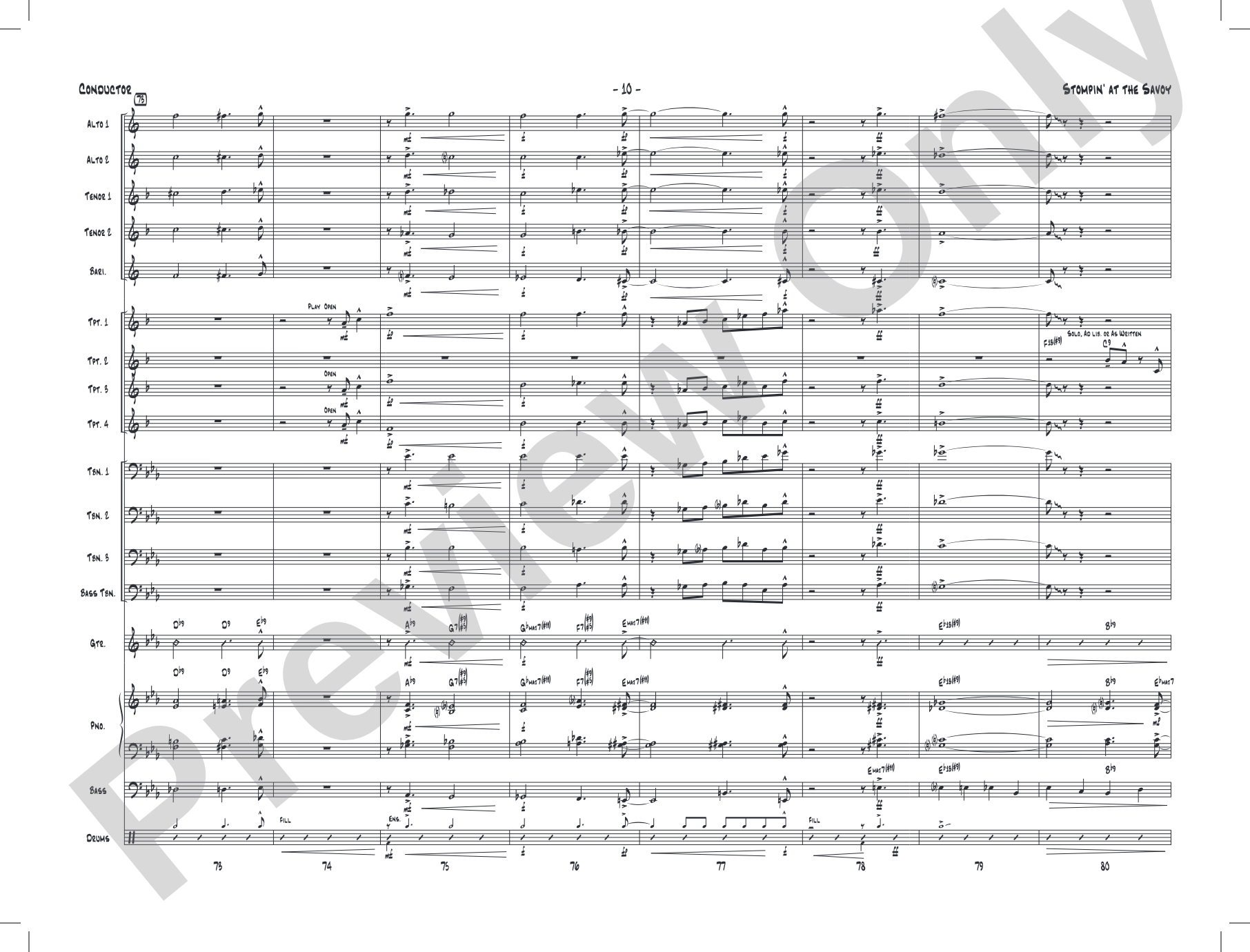 Stompin' at the Savoy: Score