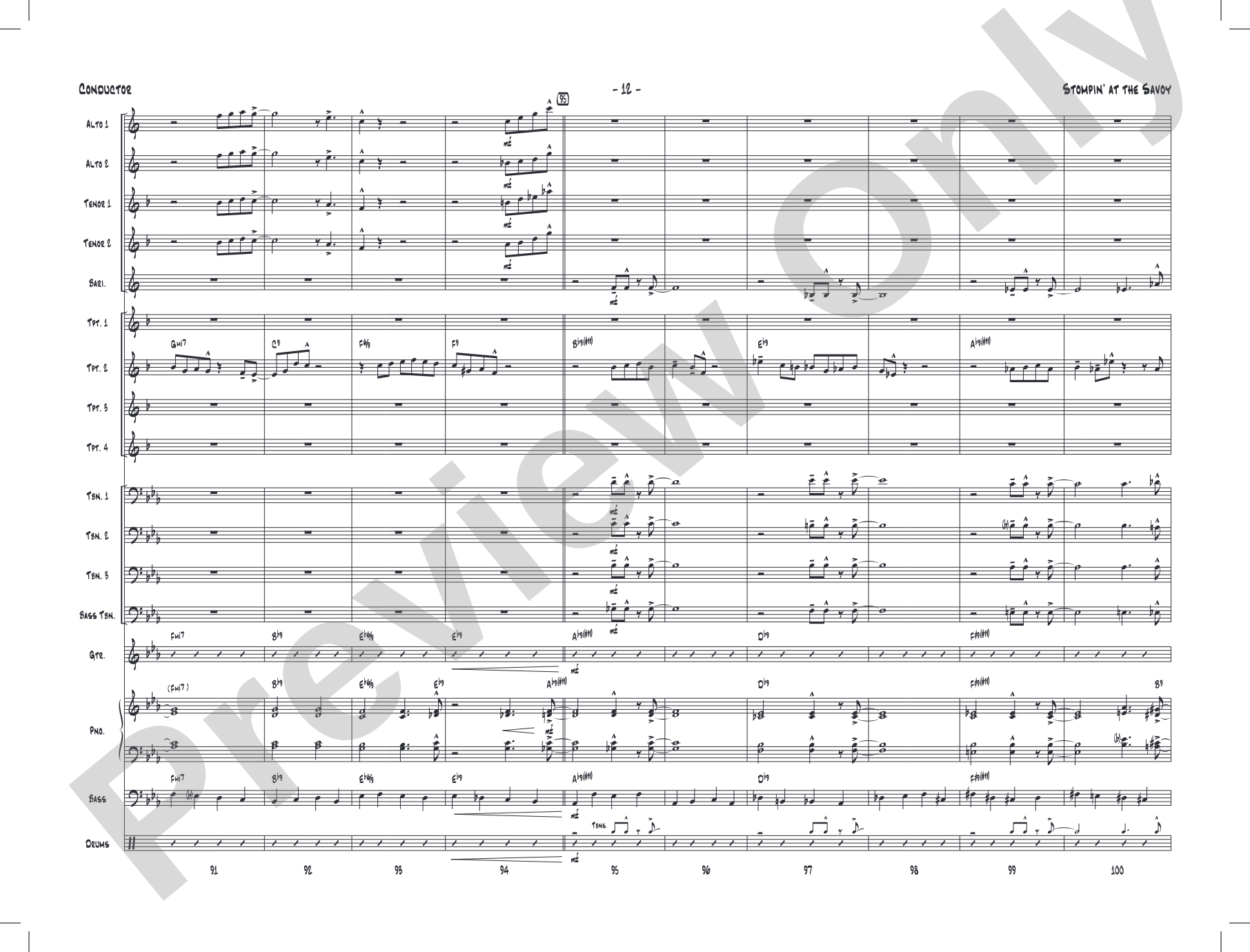 Stompin' at the Savoy: Score