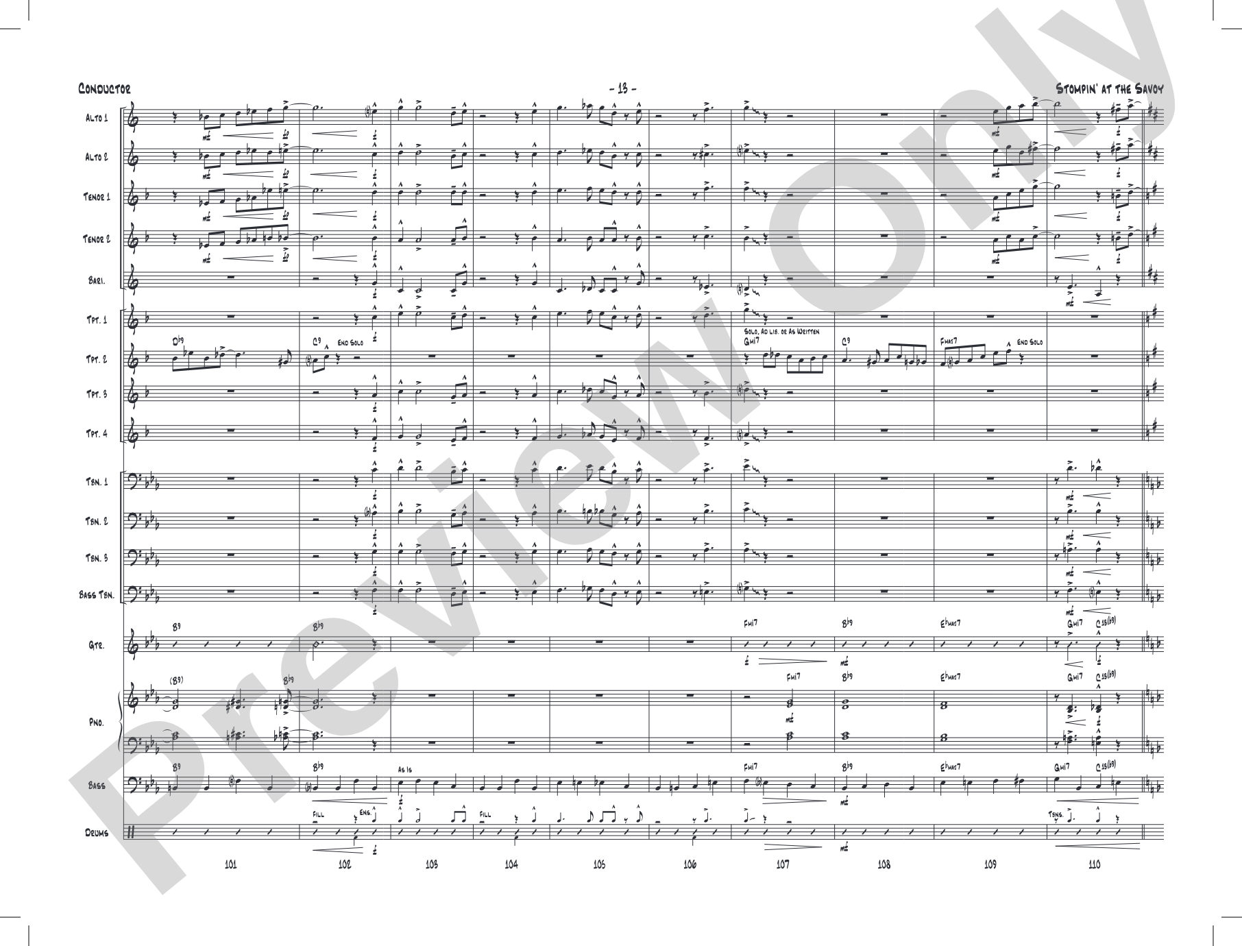 Stompin' at the Savoy: Score